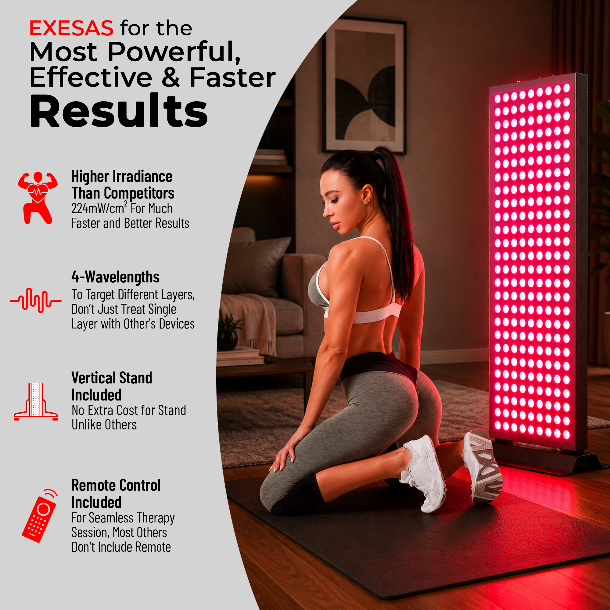 EXESAS 1620W Red Light Therapy Panel — Full Body 4-Wavelength