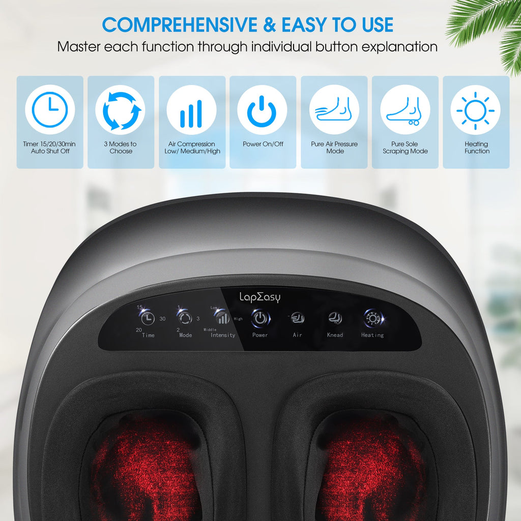 Heated Foot Massager — Shiatsu Rotation with Air Compression