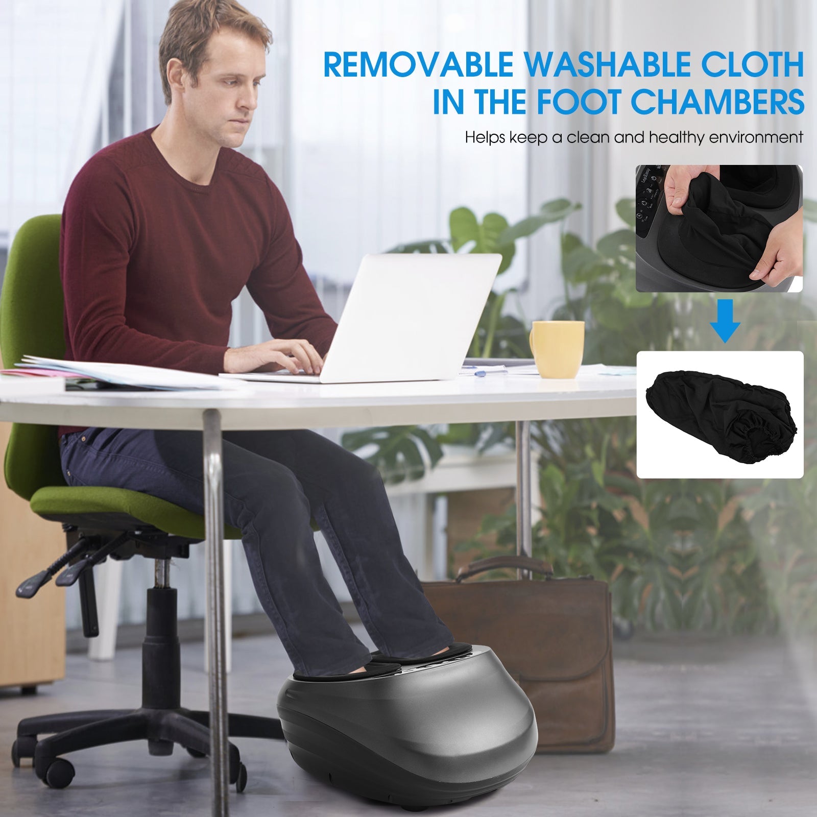 Heated Foot Massager — Shiatsu Rotation with Air Compression