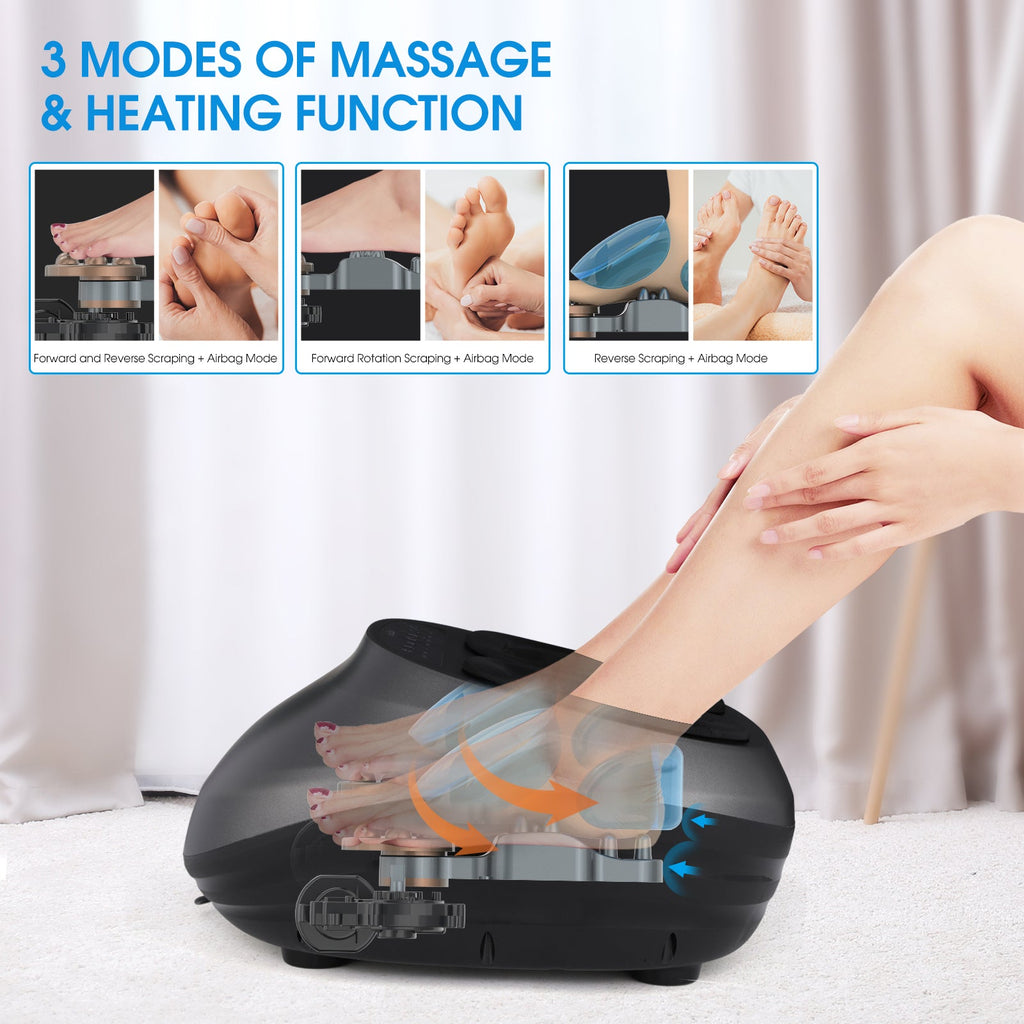 Heated Foot Massager — Shiatsu Rotation with Air Compression