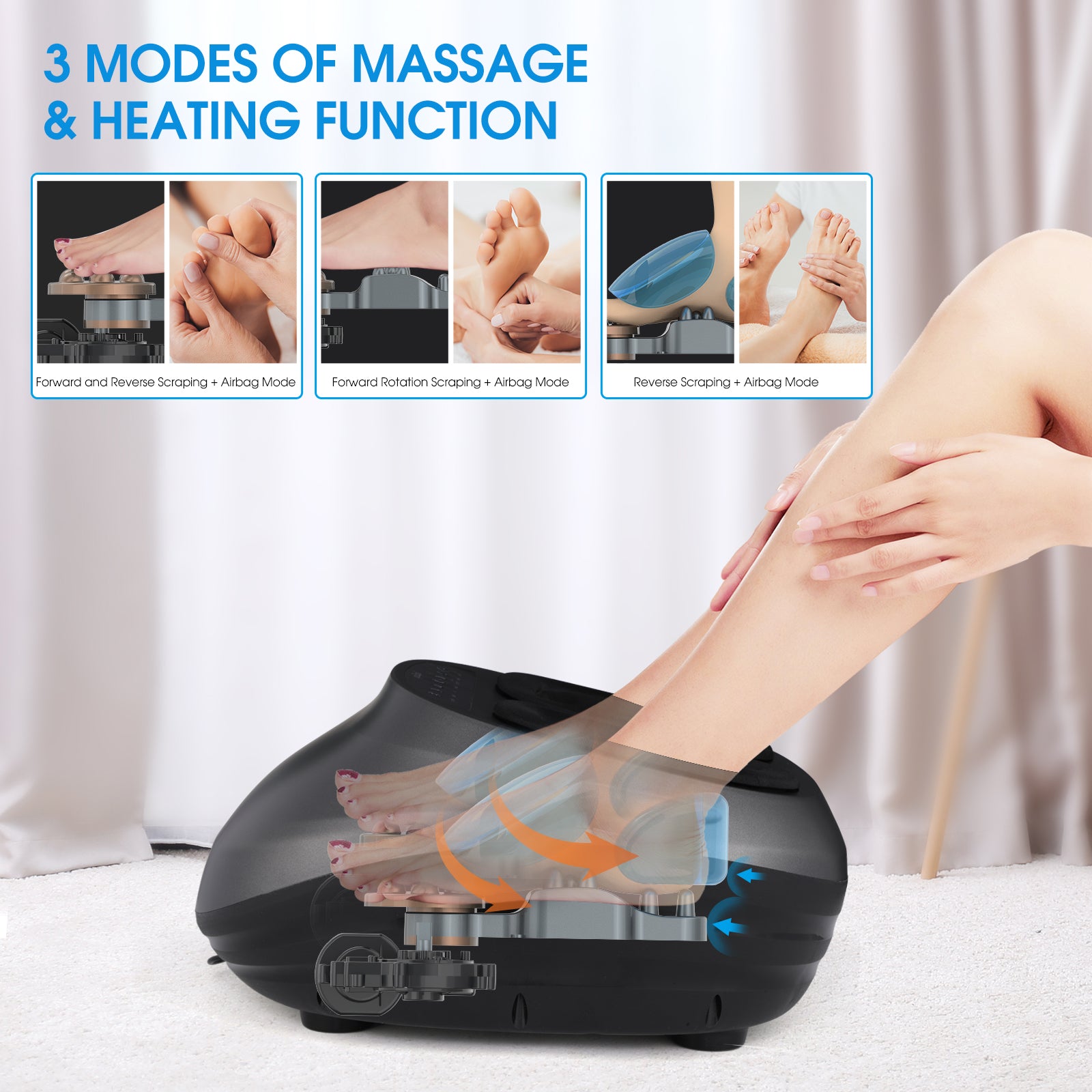 Heated Foot Massager — Shiatsu Rotation with Air Compression