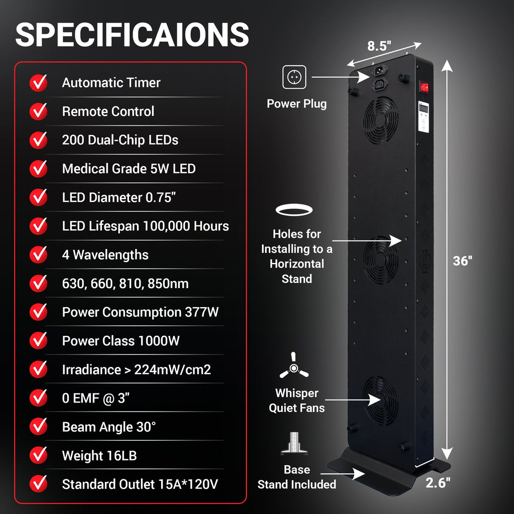 EXESAS 1000W Red Light Therapy Panel — Full Body 4-Wavelength