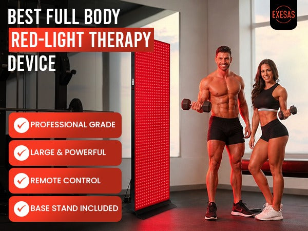 EXESAS   800 LED, 4000W Dual-Chip, Red Light Therapy Device for Full Body, 4-Wavelengths Infrared LED Panel for Skin, Weight, Pain, Wellness