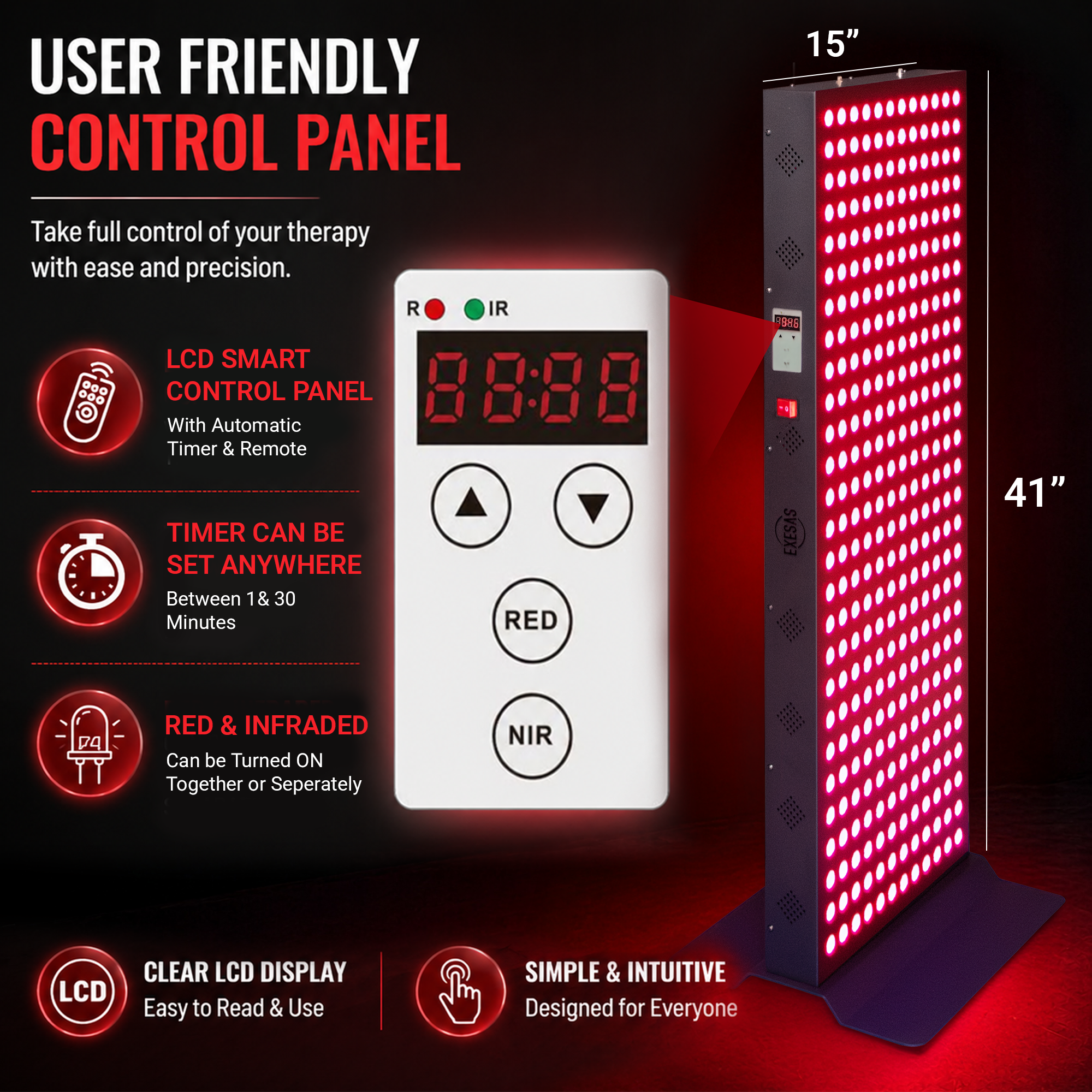 EXESAS 1620W Red Light Therapy Panel — Full Body 4-Wavelength