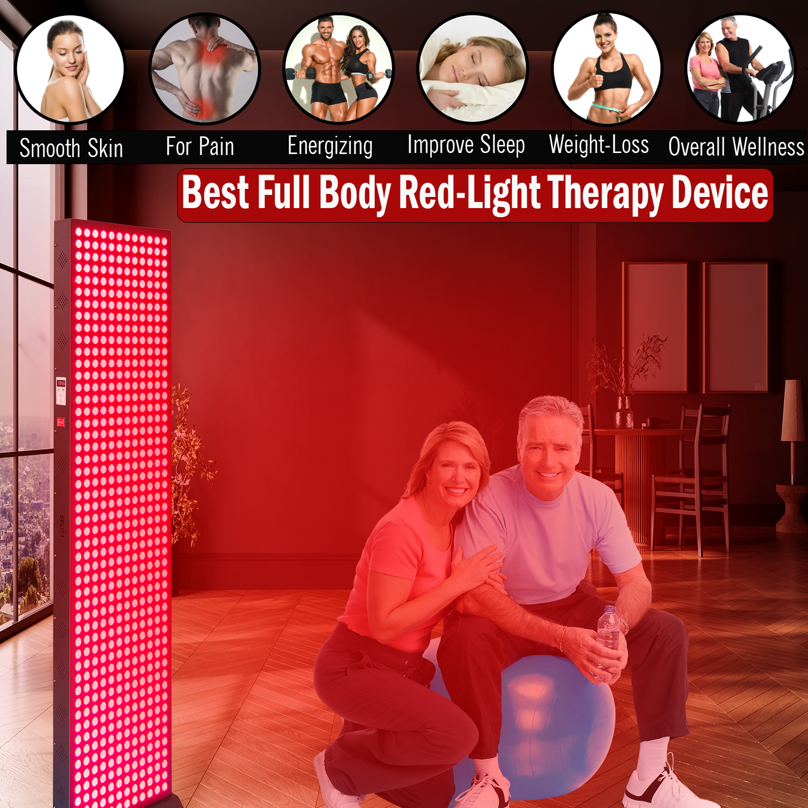 EXESAS 3000W Red Light Therapy Panel — Full Body 4-Wavelength
