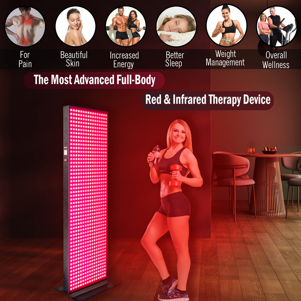 EXESAS   800 LED, 4000W Dual-Chip, Red Light Therapy Device for Full Body, 4-Wavelengths Infrared LED Panel for Skin, Weight, Pain, Wellness