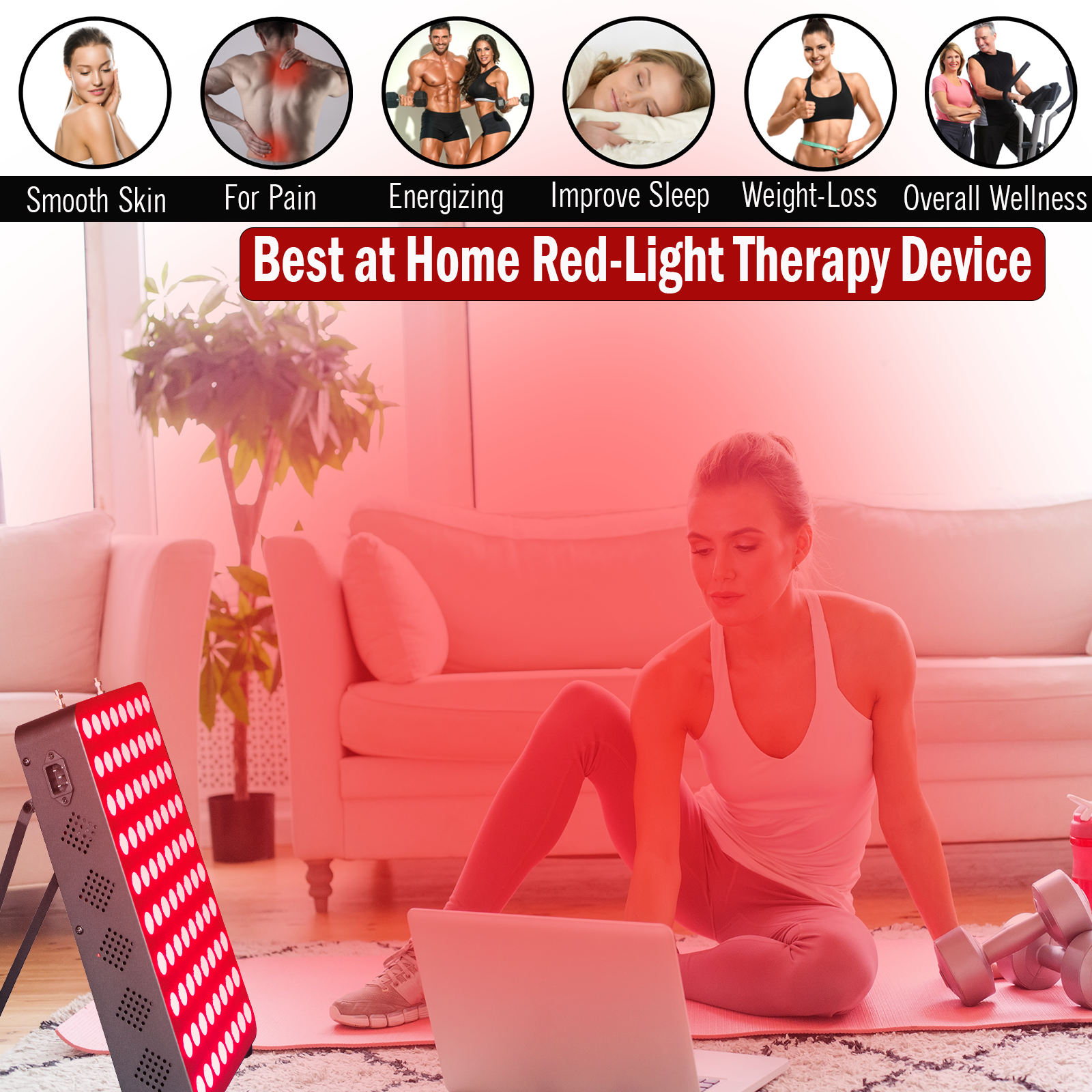EXESAS 400W Red Light Therapy Panel — Full Body 660nm & 850nm