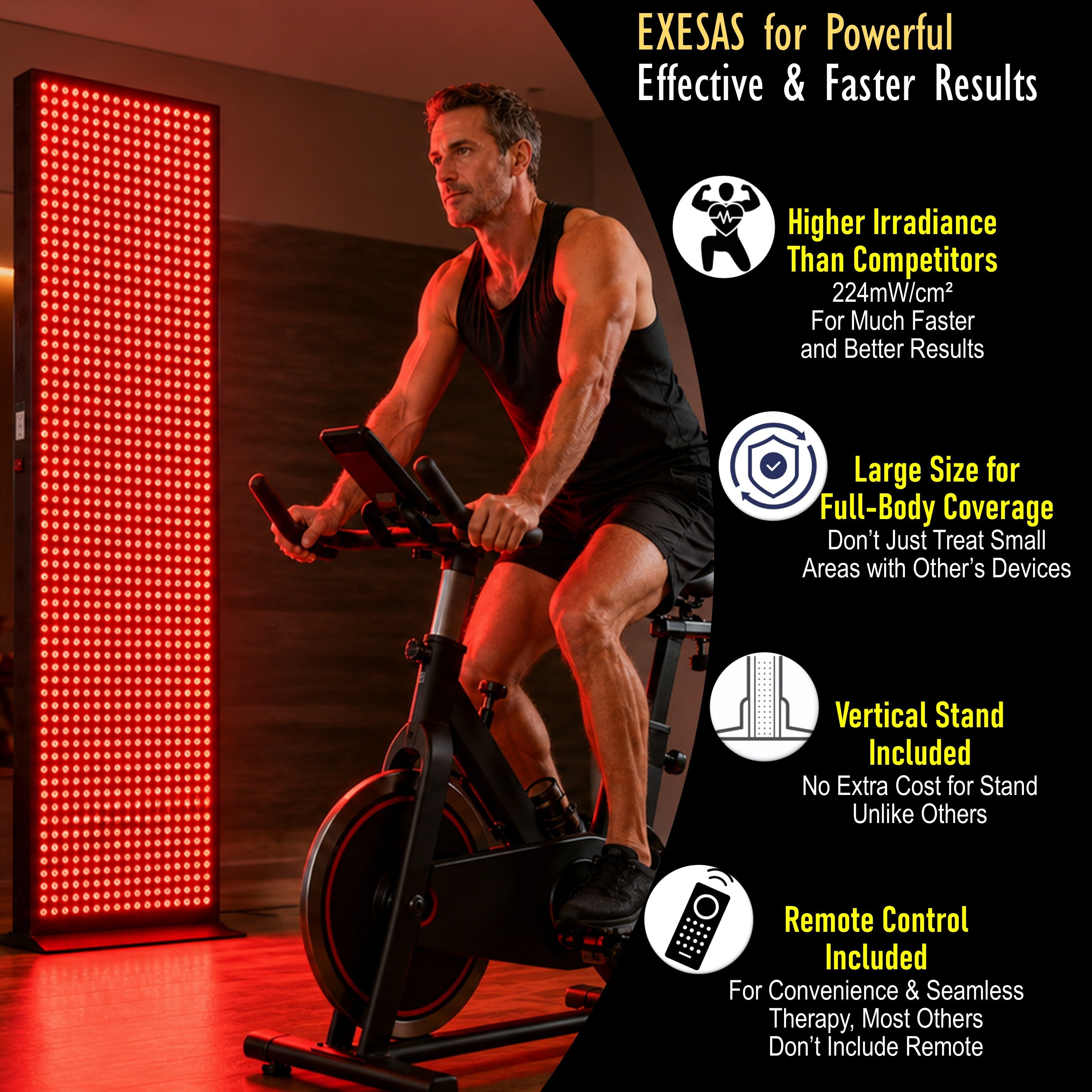EXESAS   800 LED, 4000W Dual-Chip, Red Light Therapy Device for Full Body, 4-Wavelengths Infrared LED Panel for Skin, Weight, Pain, Wellness