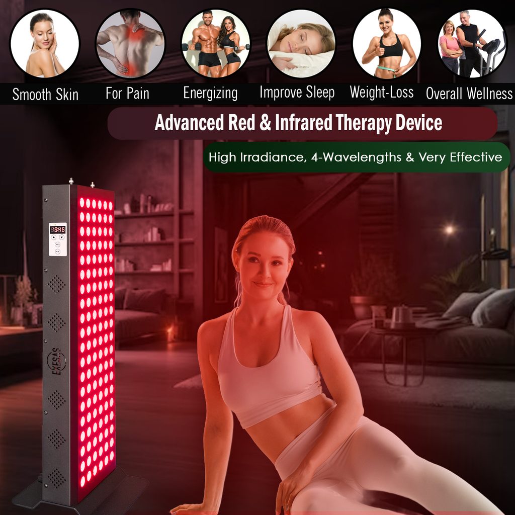 EXESAS 600W Red Light Therapy Panel — Full Body 4-Wavelength