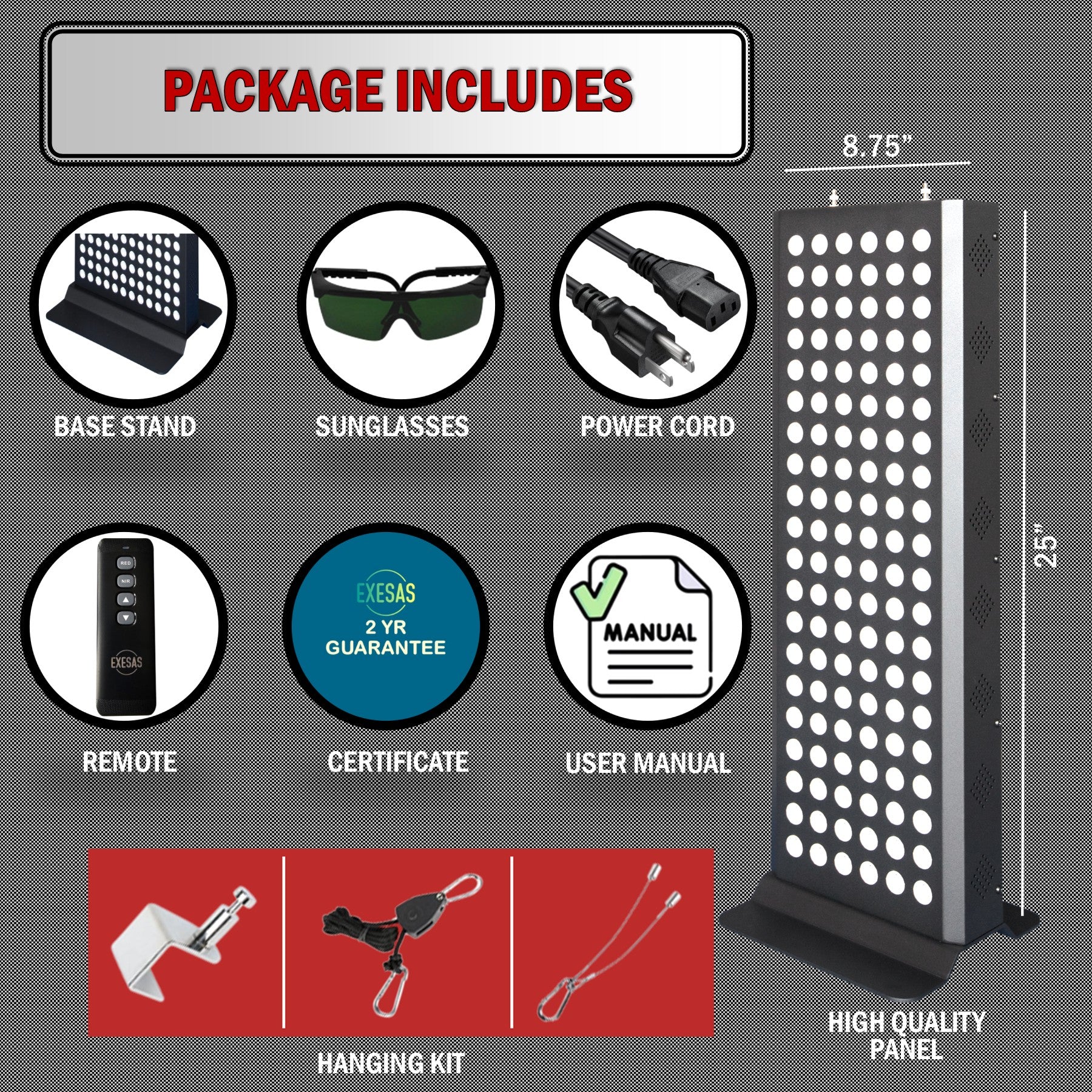EXESAS 600W Red Light Therapy Panel — Full Body 4-Wavelength