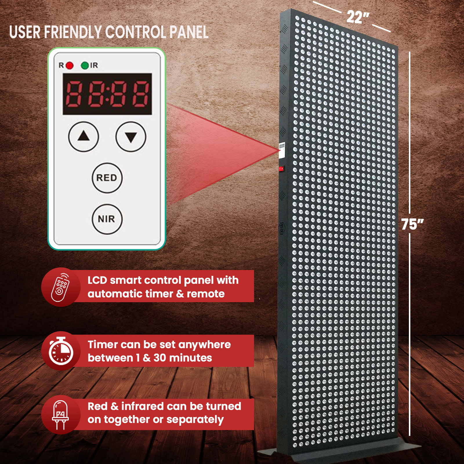 EXESAS     1216 LED, 6080W Dual-Chip, Red Light Therapy Device for Full Body, 4-Wavelengths Infrared LED Panel for Skin, Weight, Pain, Wellness