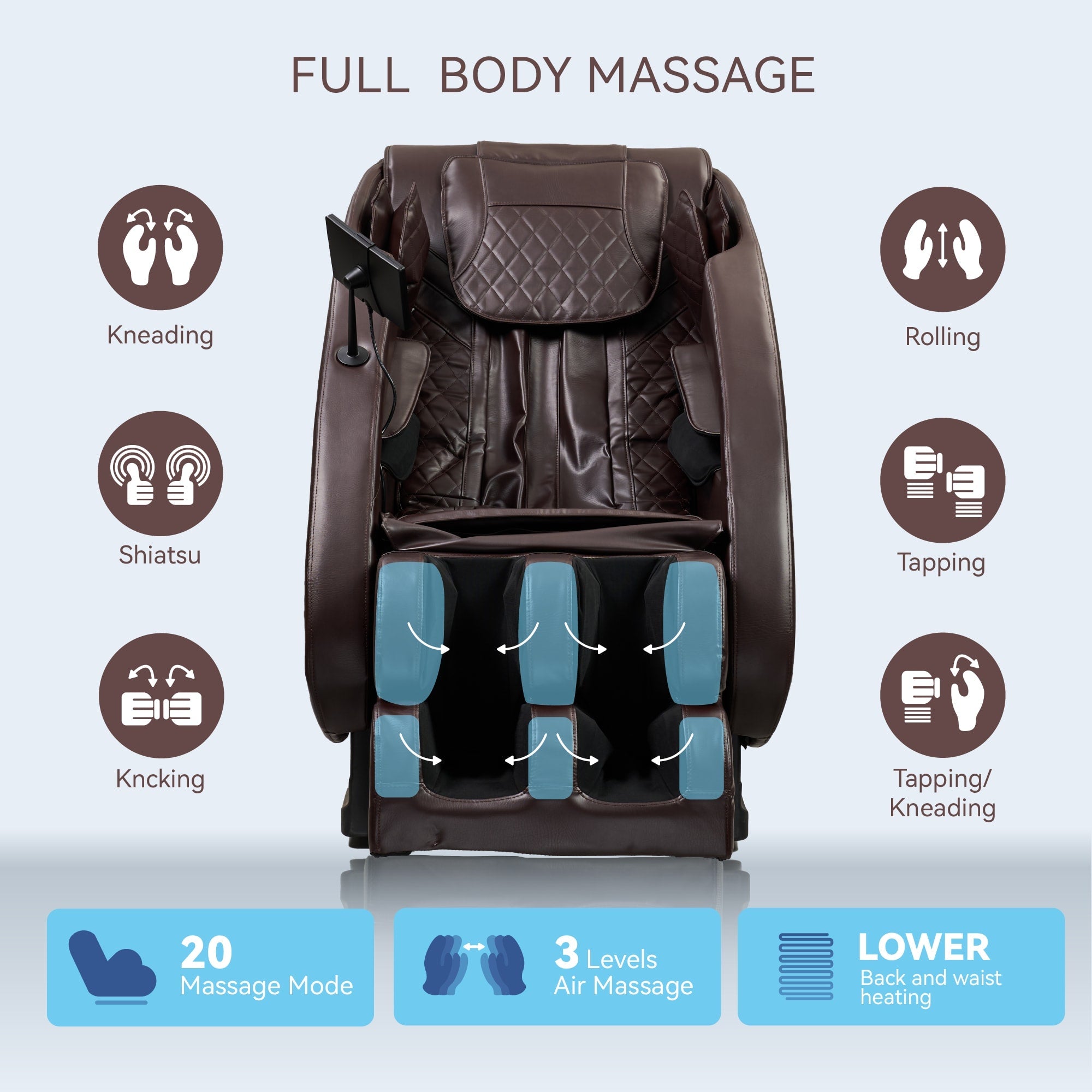 Massage Chairs — Full Body Massage Recliner with Foot Roller & Airbag