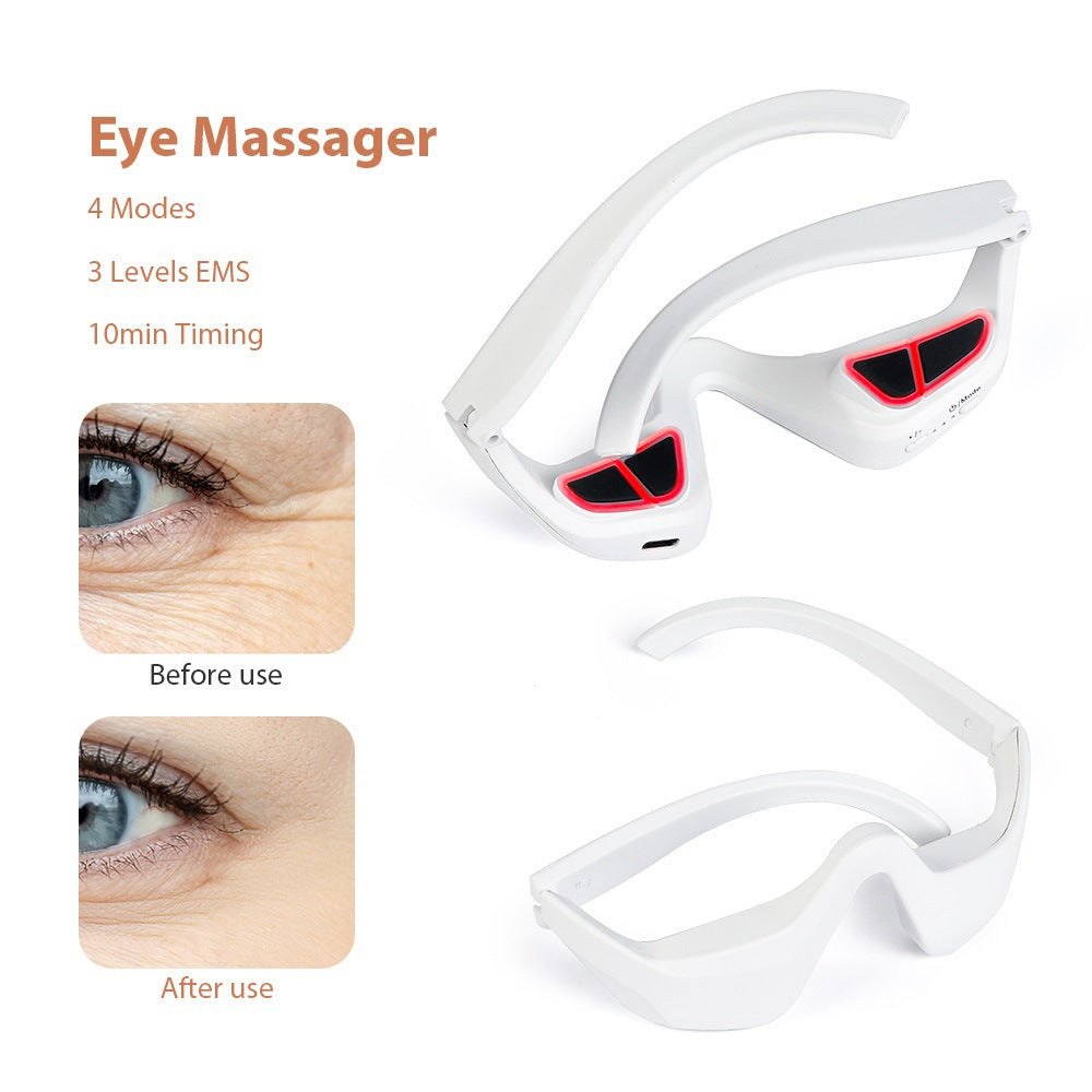 EMS Eye Massager Glasses — Red Light + Heat for Eye Fatigue Relief