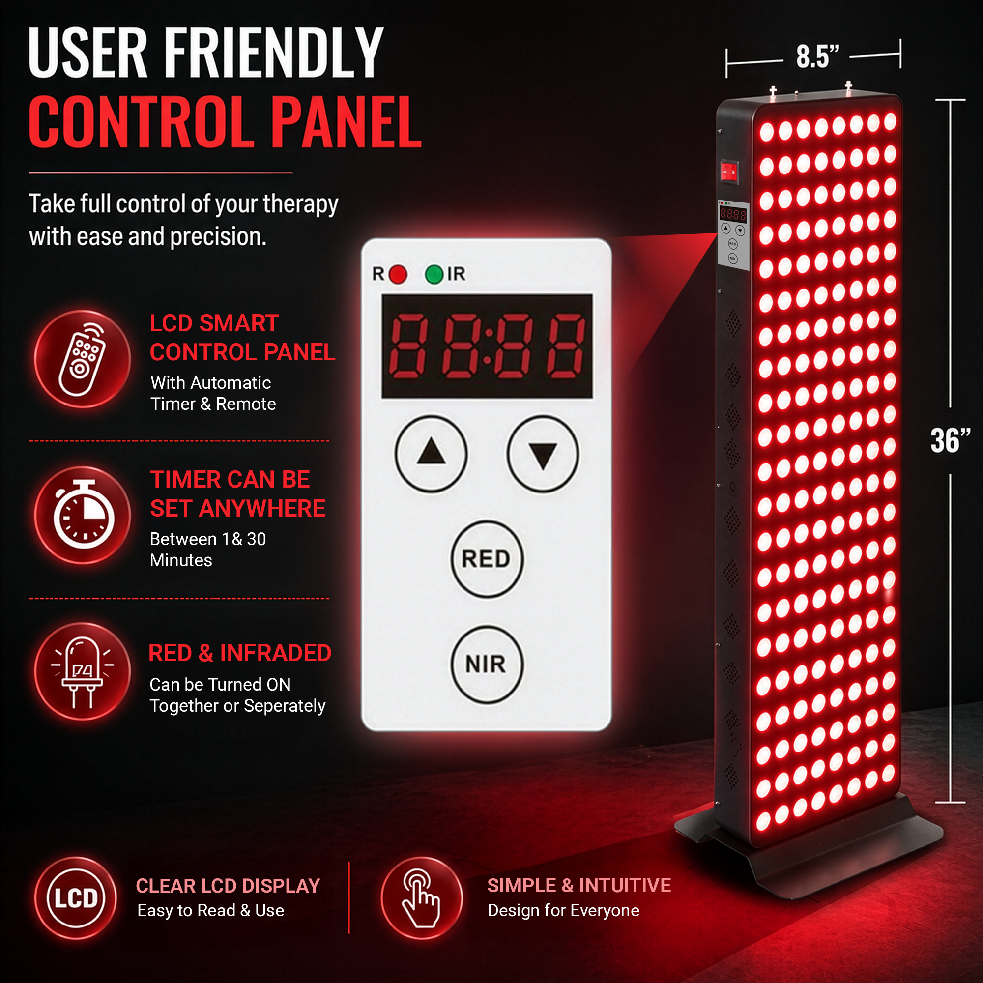 EXESAS 1000W Red Light Therapy Panel — Full Body 4-Wavelength