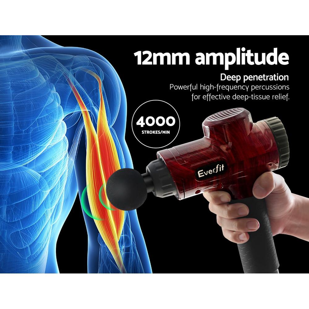 Everfit Massage Gun 6 Heads Electric Massager Vibration Percussion LCD