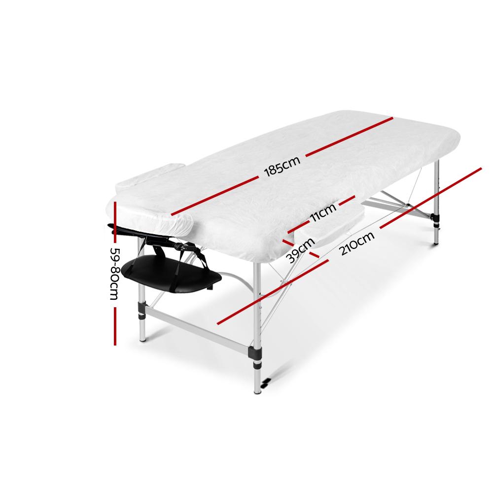 Zenses Massage Table 75cm Portable 3 Fold Aluminium Beauty Bed Green - Ozdingo Massage Table