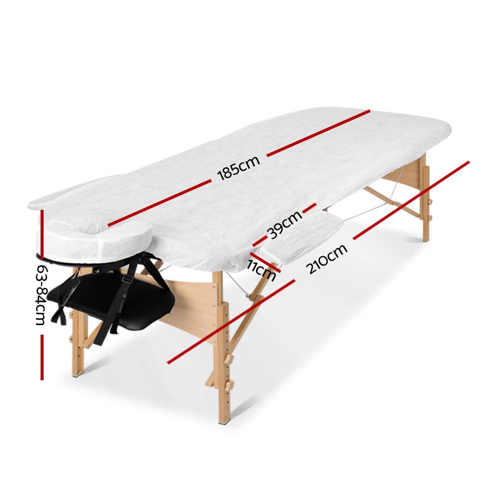 Zenses Massage Table 70cm Portable 3 Fold Wooden Beauty Bed Black - Ozdingo Massage Table