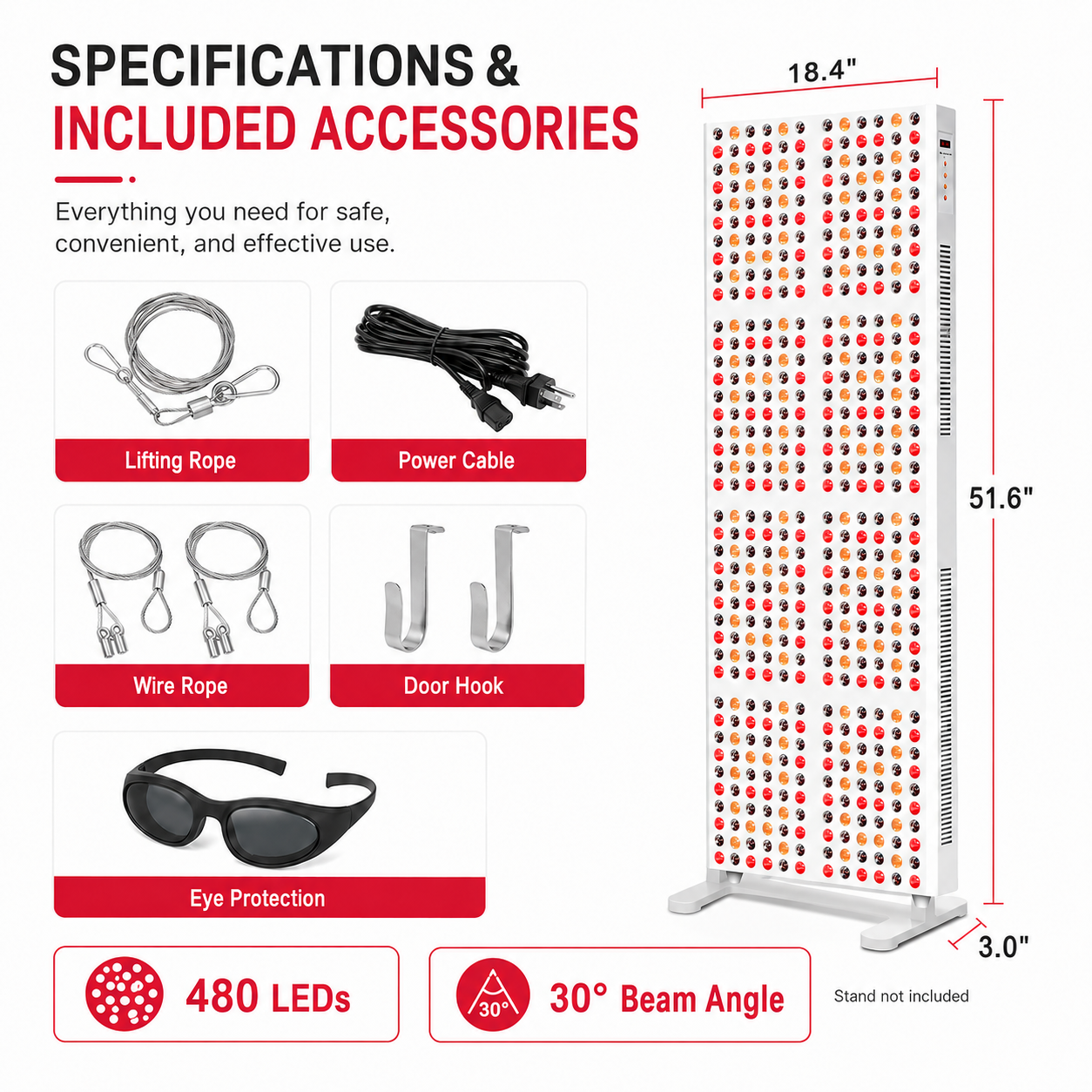 Full Body Red Light & Near Infrared Therapy Panel — 2400W, 660nm & 850nm