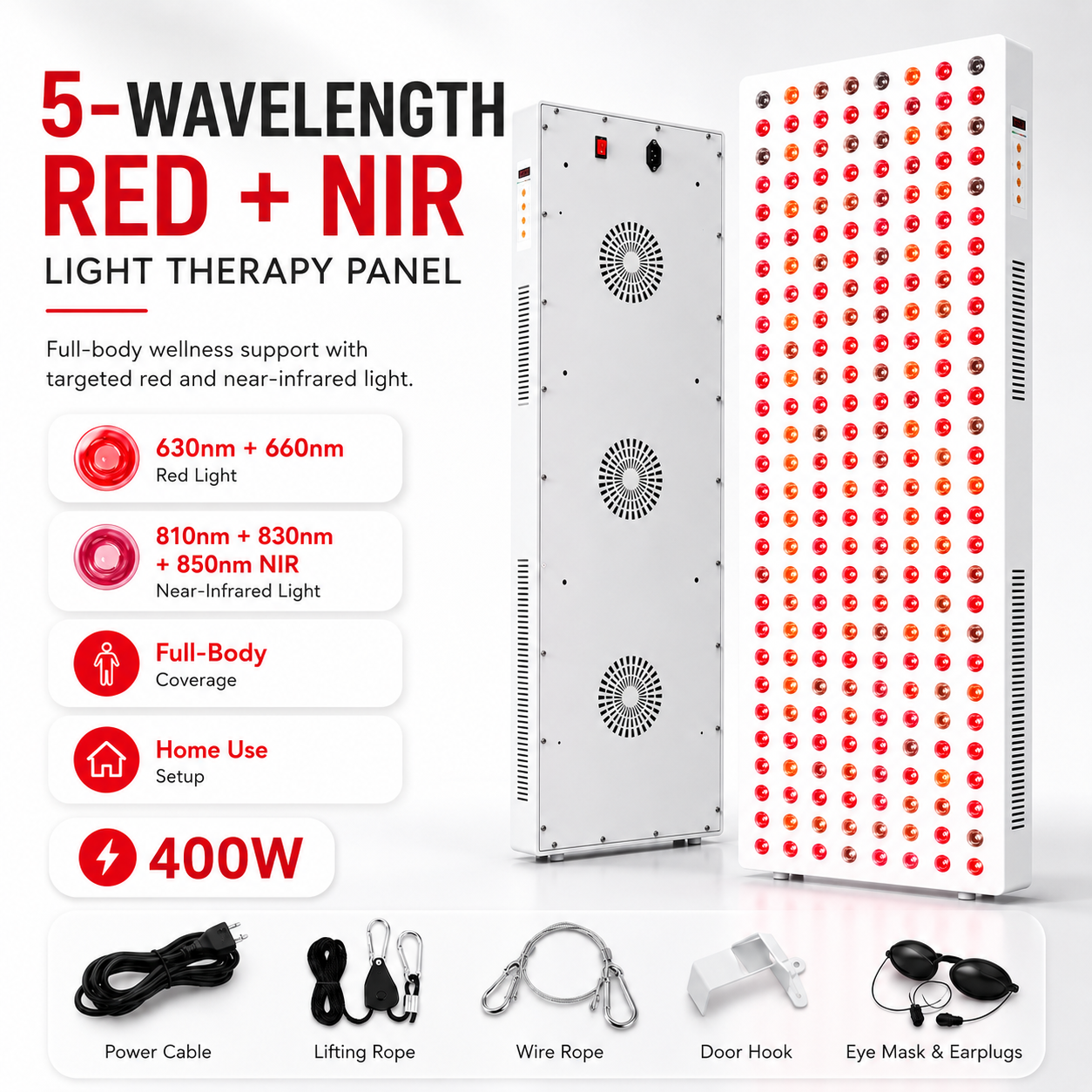 Full Body Red Light & Near Infrared Therapy Panel — 1500W, 660nm & 850nm
