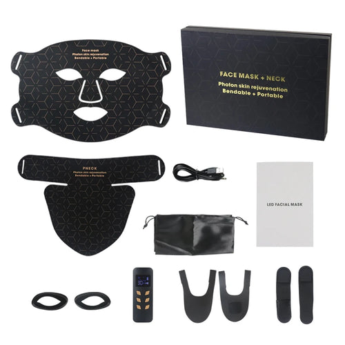 LED Photon Face & Neck Light Therapy Mask — 4-Wavelength Skin Rejuvenation
