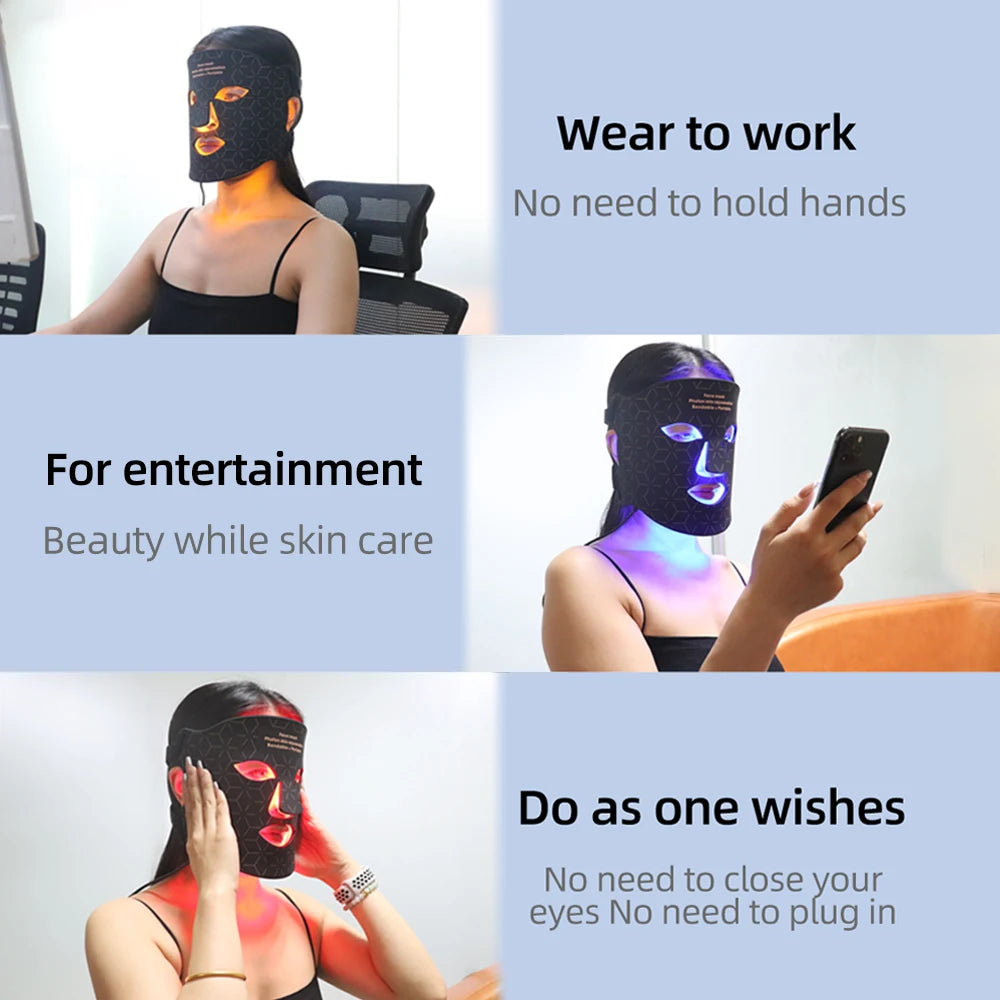 LED Photon Face & Neck Light Therapy Mask — 4-Wavelength Skin Rejuvenation