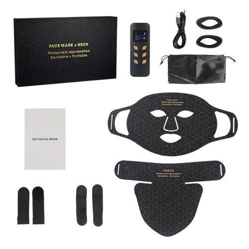 LED Photon Face & Neck Light Therapy Mask — 4-Wavelength Skin Rejuvenation
