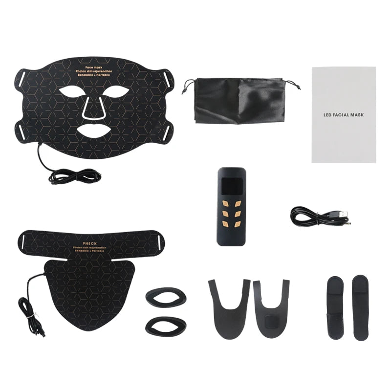 LED Photon Face & Neck Light Therapy Mask — 4-Wavelength Skin Rejuvenation