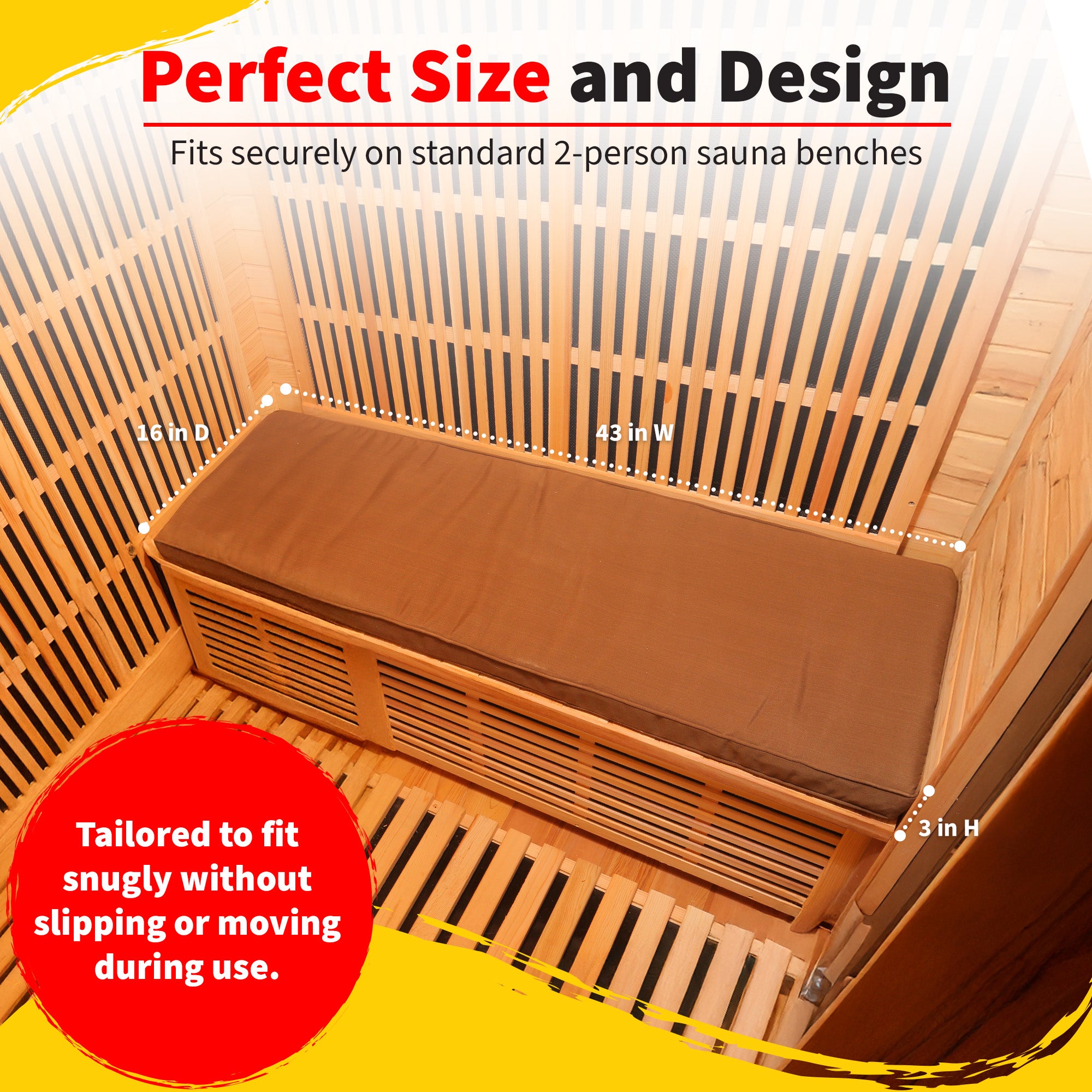 Seat Cushion for 2-Person Sauna - Brown