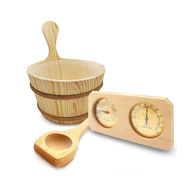 SaunaLife Essentials Set 8 wooden bucket and ladle