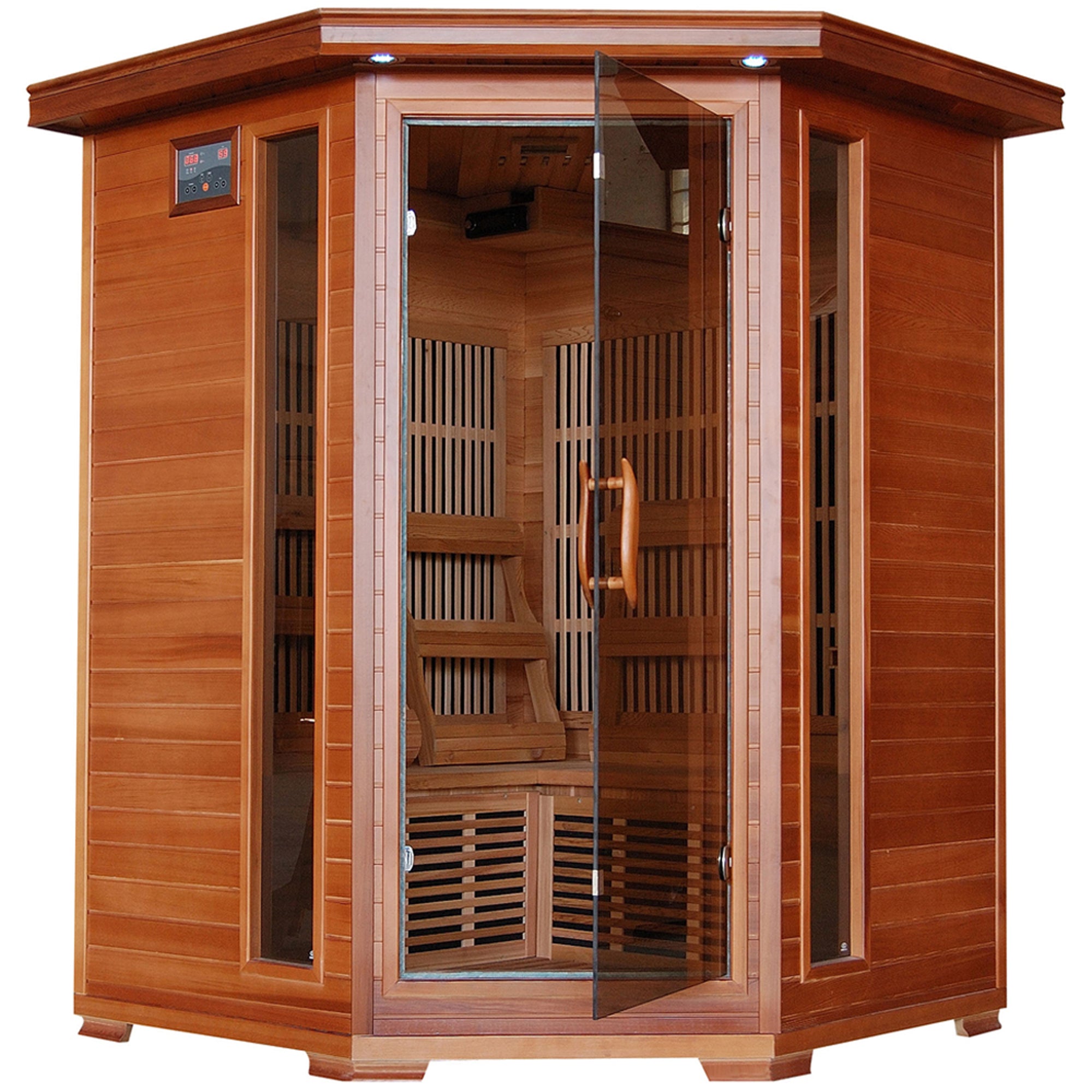 The Aurora - 3-Person Cedar Corner Infrared Sauna - HeatWave Premium Sauna