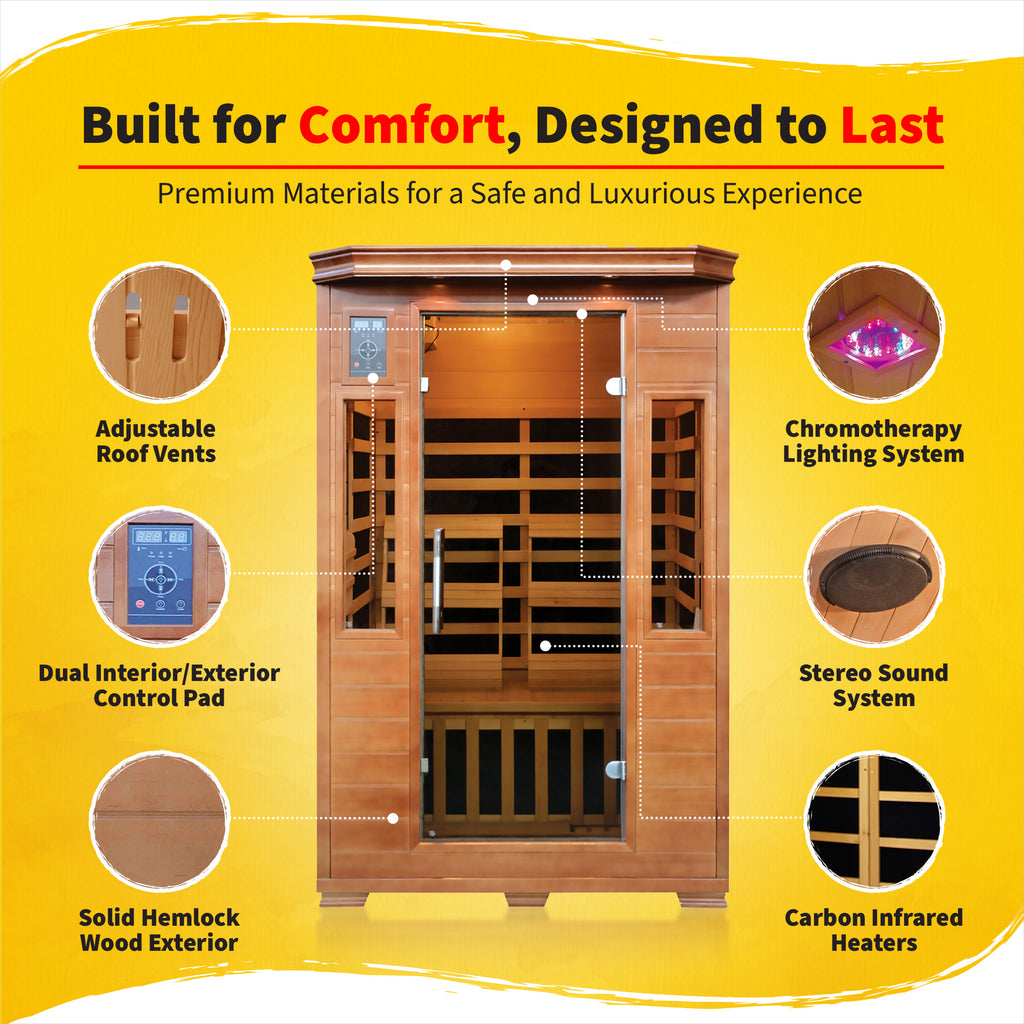 The Zenith — 2-Person Hemlock Infrared Sauna