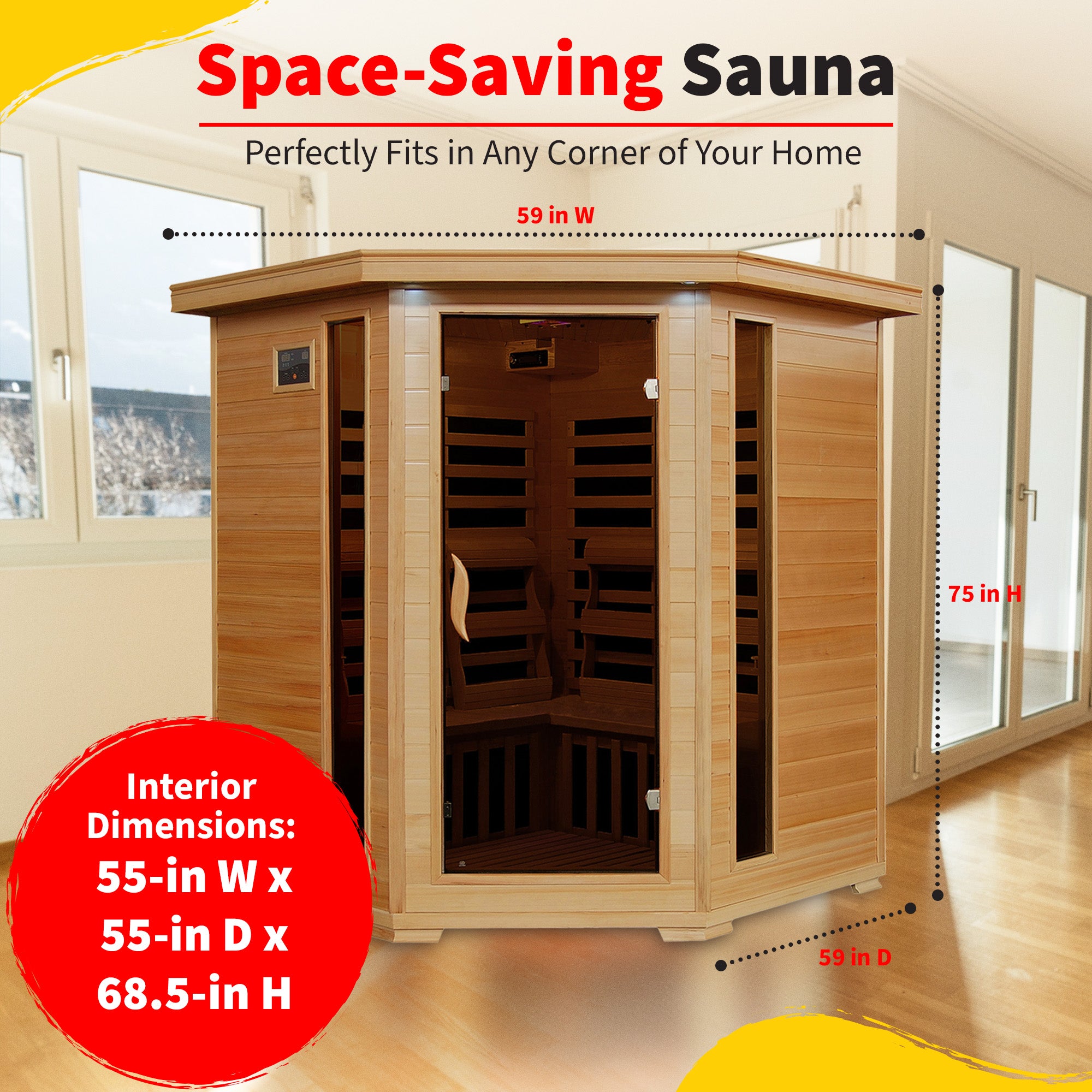 The Ridgeline — 4-Person Hemlock Corner Infrared Sauna