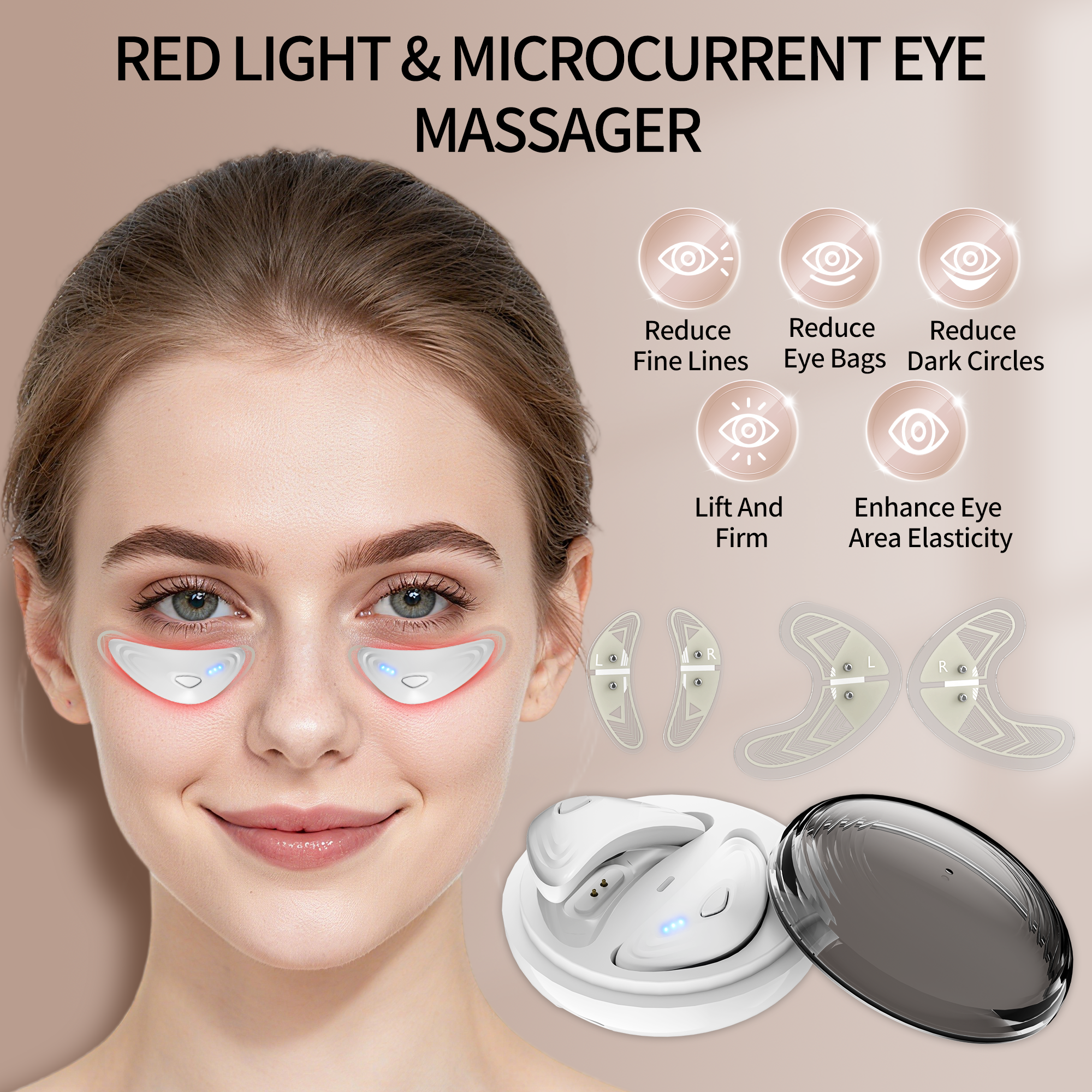 Magnetic Red Light Eye Patch Massager — EMS, Anti-Aging & Dark Circle Relief