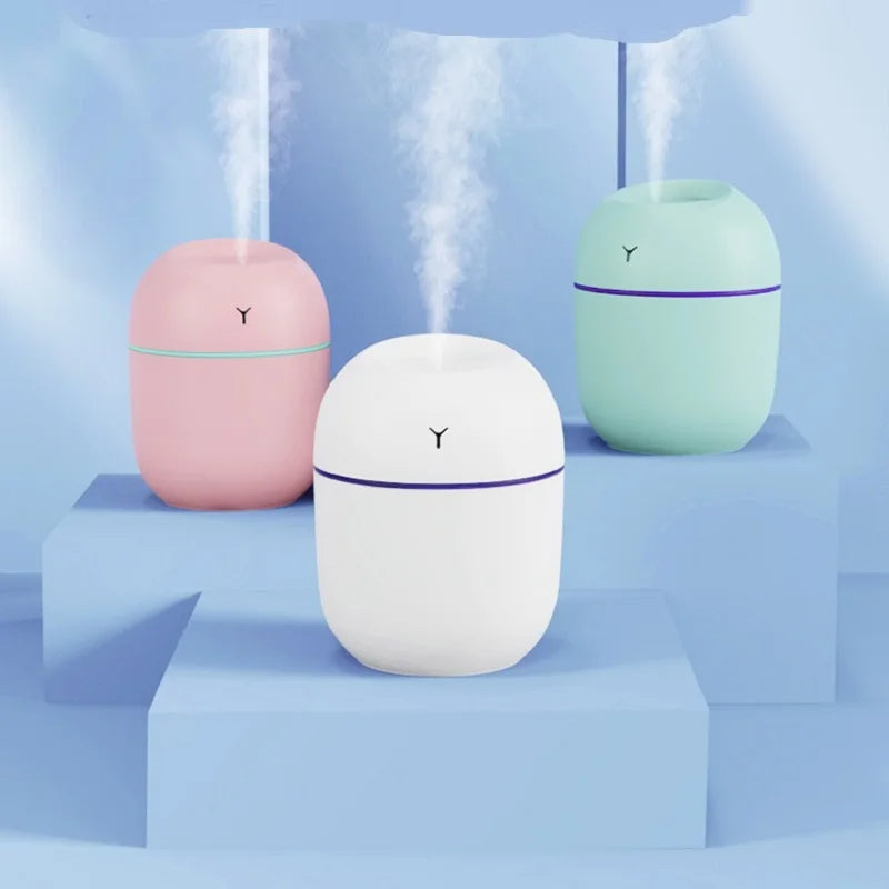Mini USB Ultrasonic Humidifier & Aroma Diffuser — LED Night Light, 3 Colors