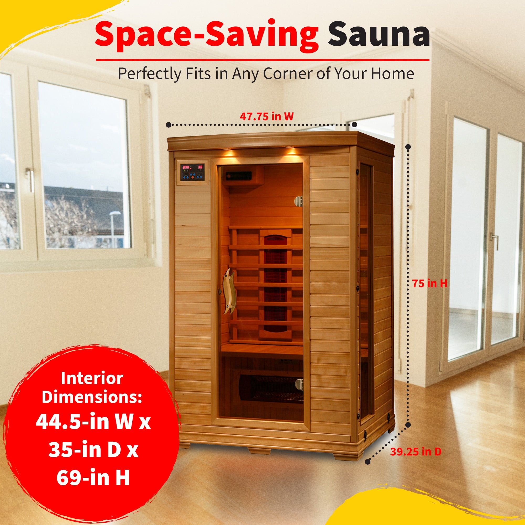 The Amber — 2-Person Hemlock Infrared Sauna (Ceramic)