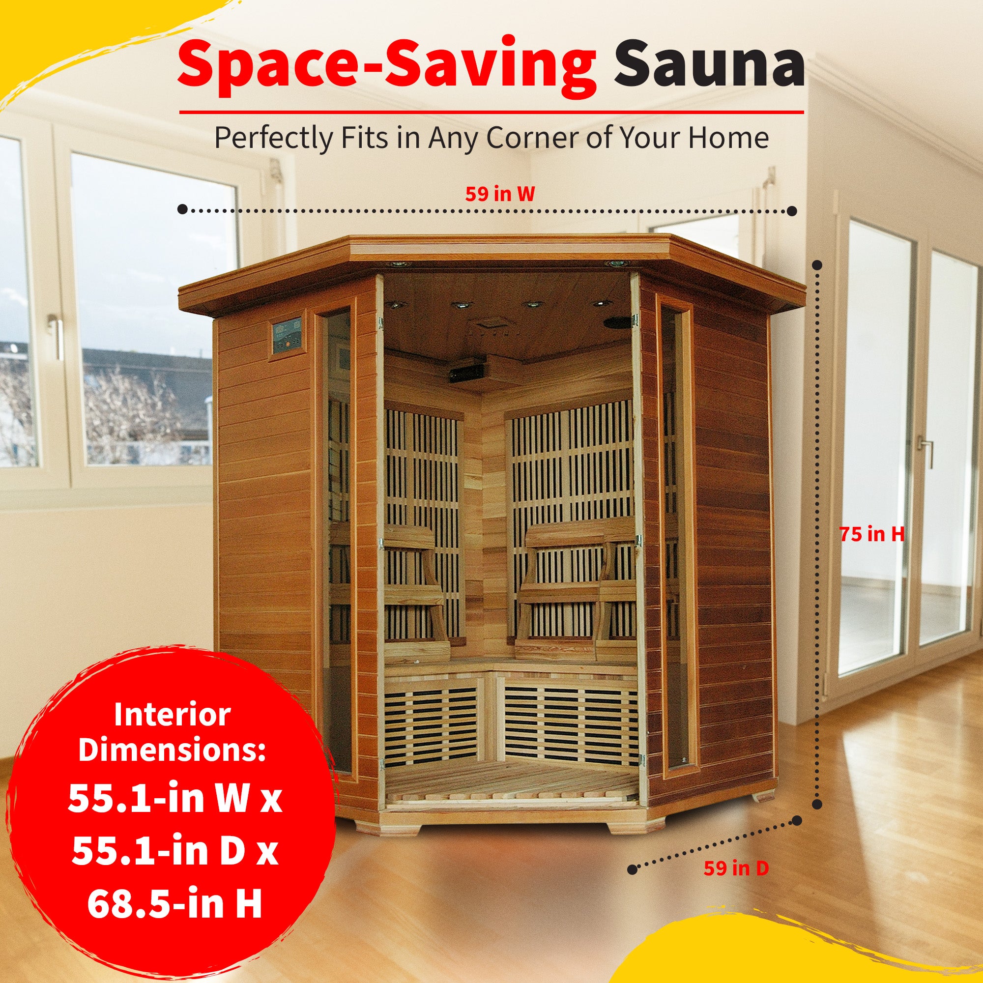The Aurora — 4-Person Cedar Corner Infrared Sauna