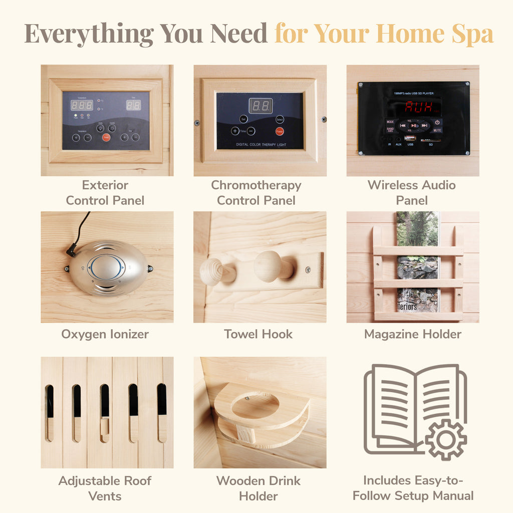The Amber — 2-Person Hemlock Infrared Sauna (Carbon)