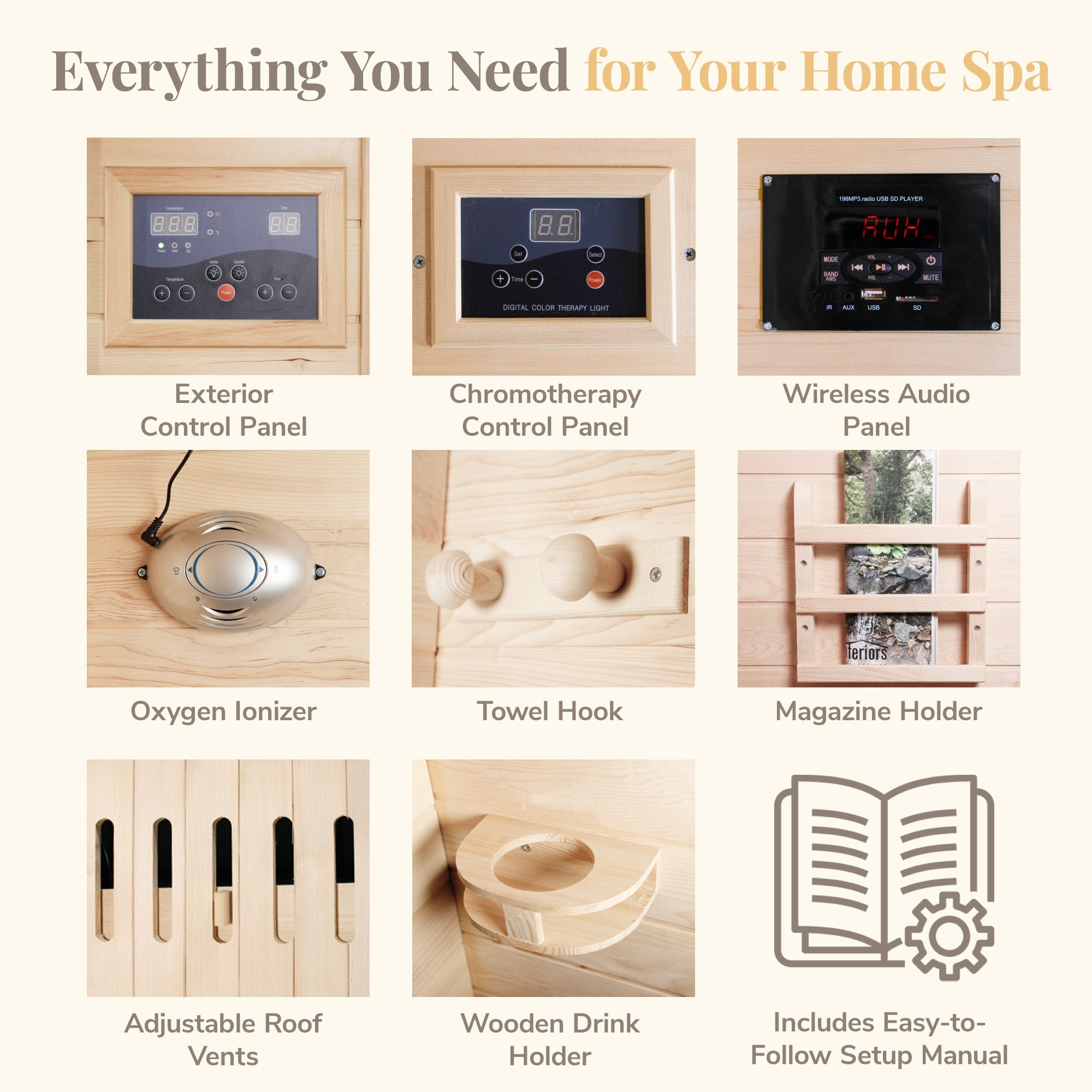 The Amber — 2-Person Hemlock Infrared Sauna (Carbon)