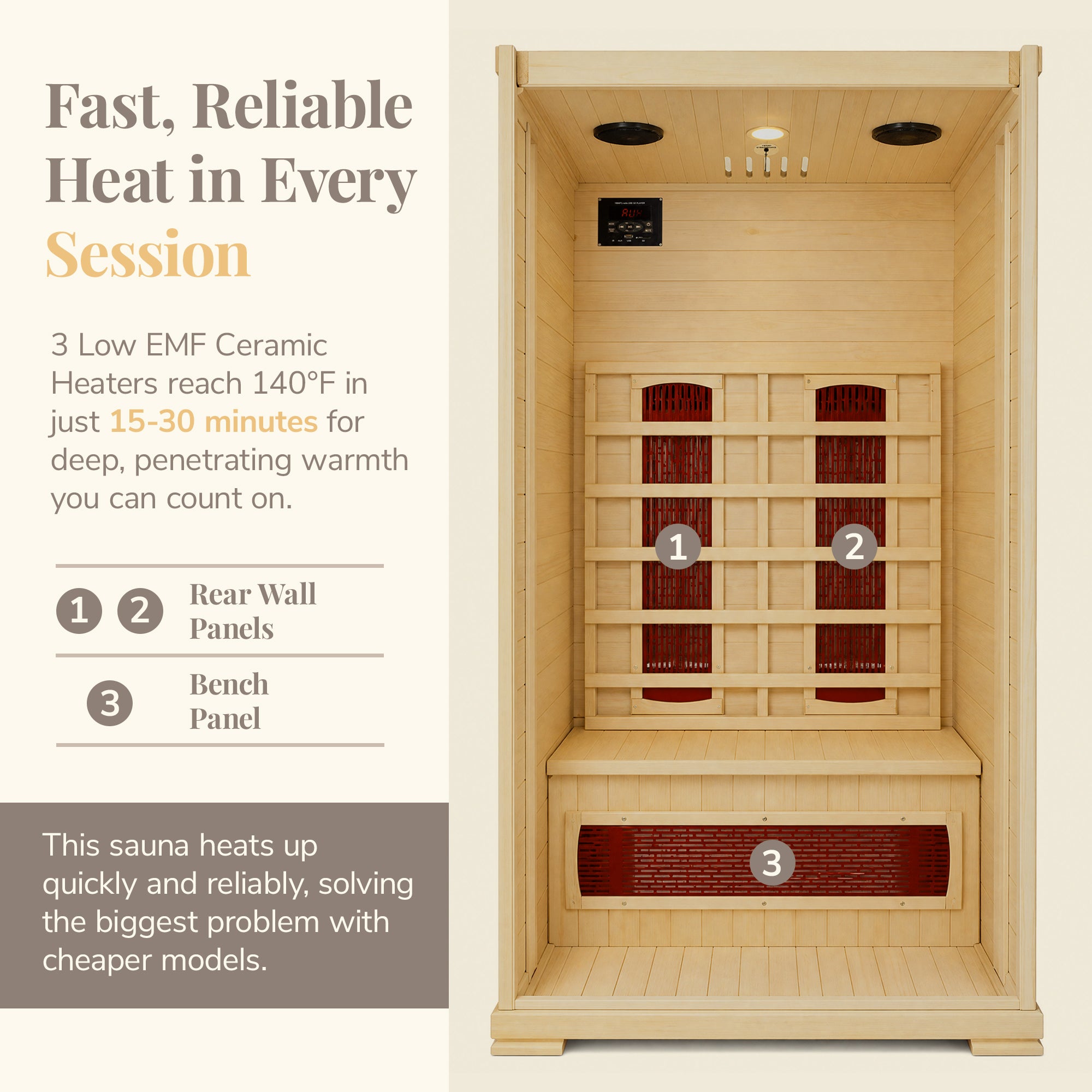 The Haven — 1-2 Person Hemlock Infrared Sauna (Ceramic)