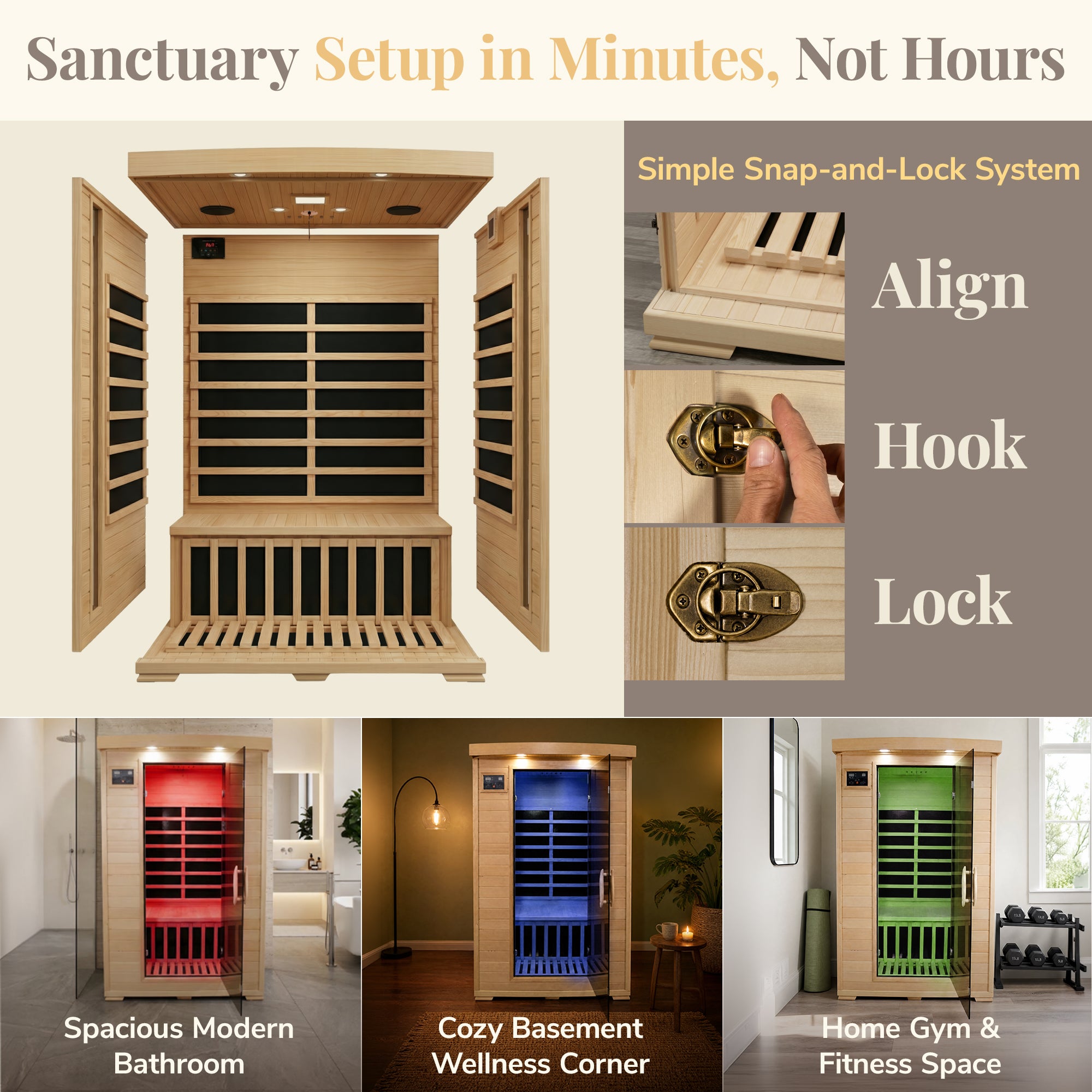 The Amber — 2-Person Hemlock Infrared Sauna (Carbon)