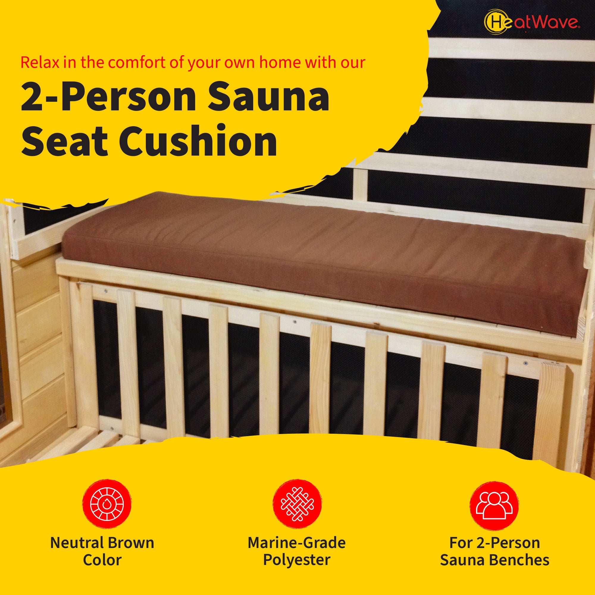 Seat Cushion for 2-Person Sauna - Brown