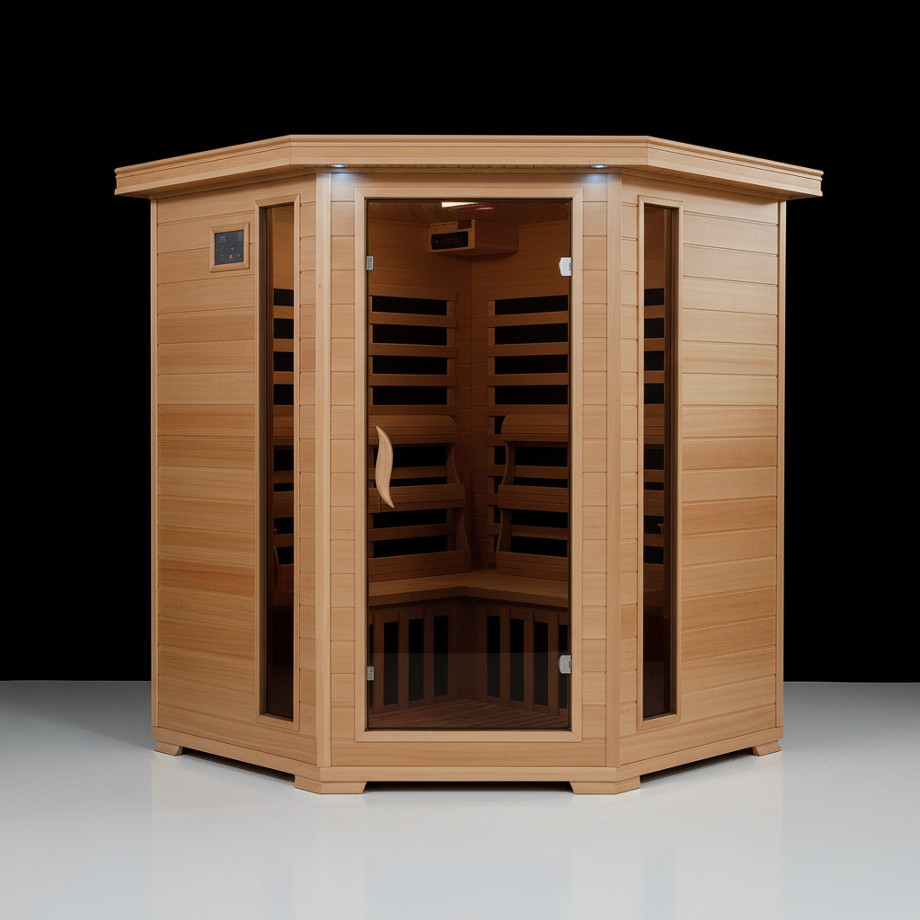 The Ridgeline - 4-Person Hemlock Corner Infrared Sauna - HeatWave Premium Sauna
