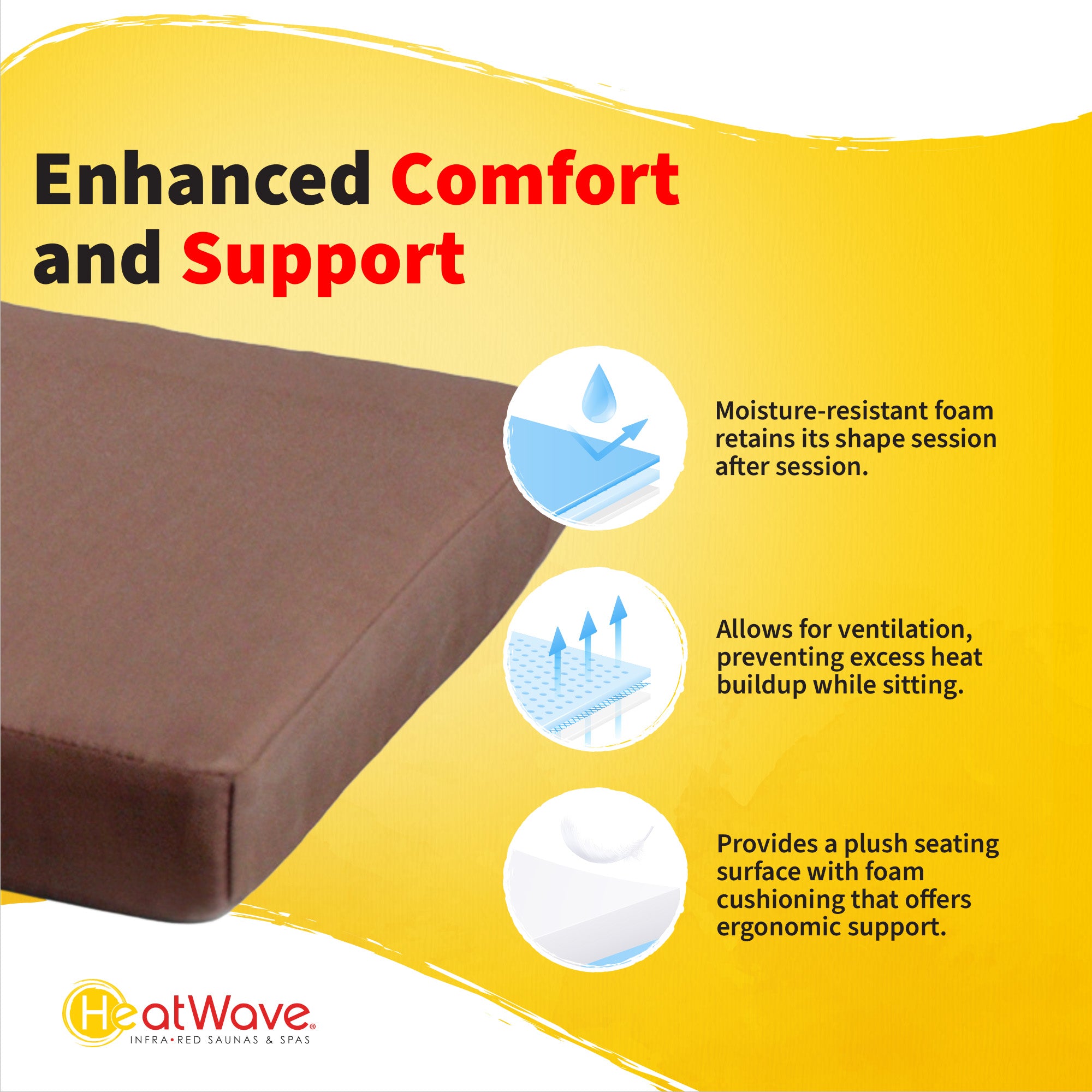 Seat Cushion for 2-Person Sauna - Brown