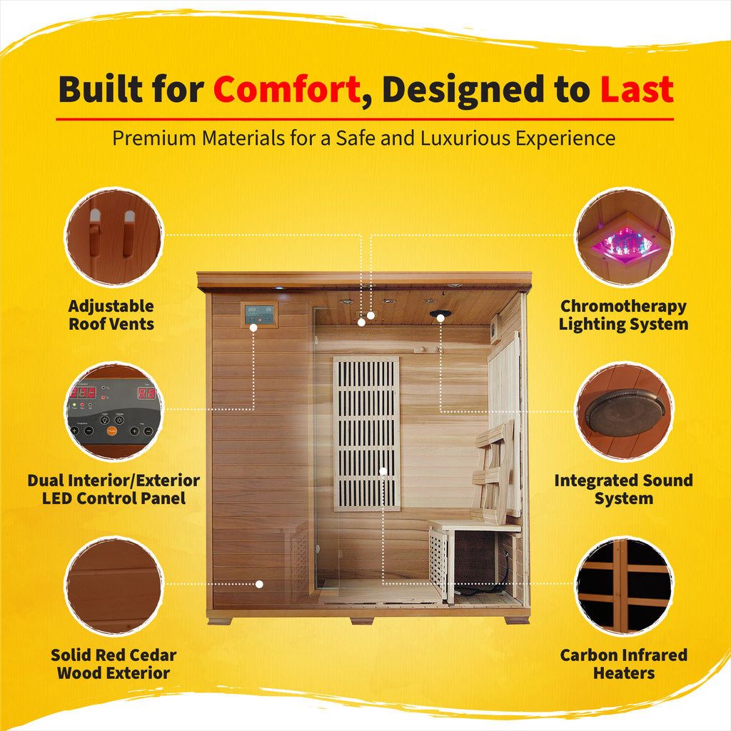 The Timberline — 4-Person Cedar Infrared Sauna