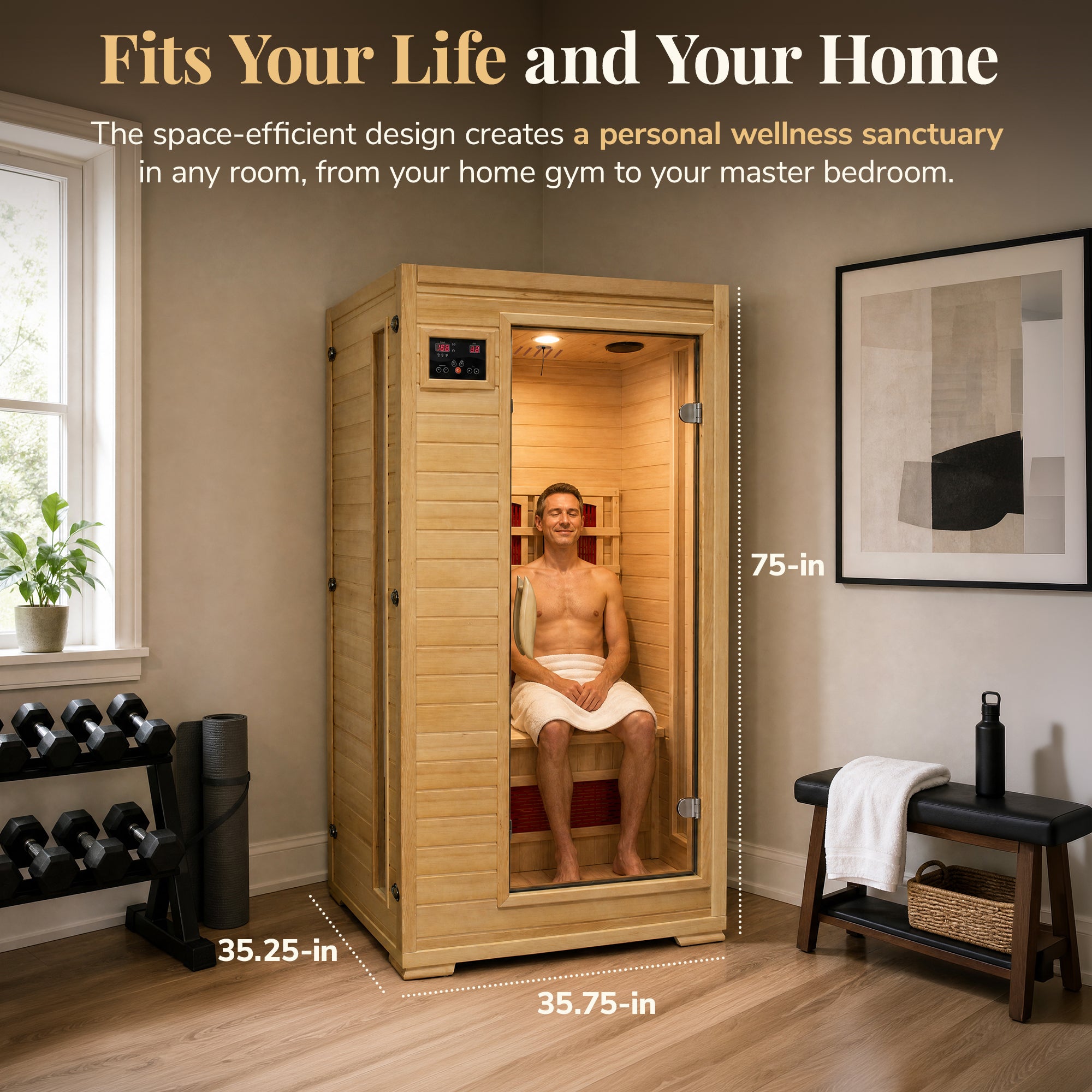 The Haven — 1-2 Person Hemlock Infrared Sauna (Ceramic)