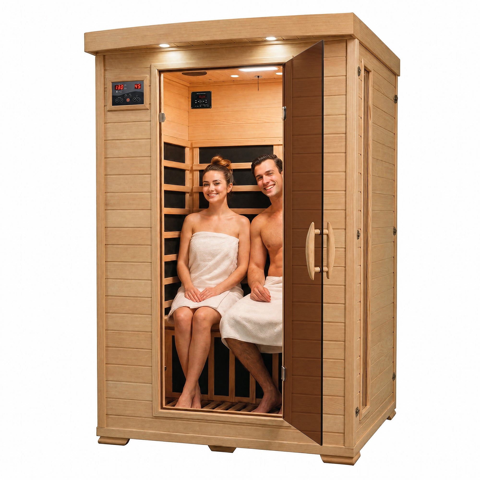 The Amber — 2-Person Hemlock Infrared Sauna (Carbon)