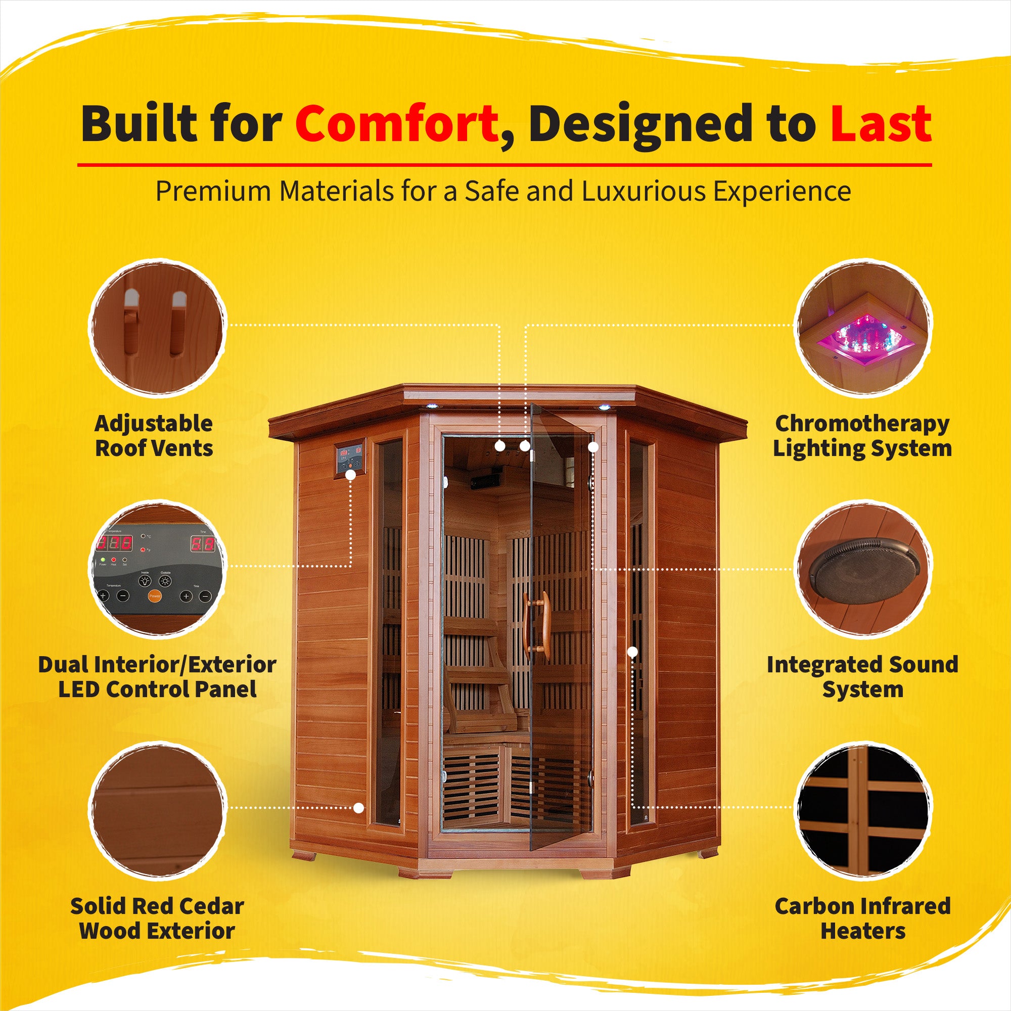 The Aurora — 3-Person Cedar Corner Infrared Sauna