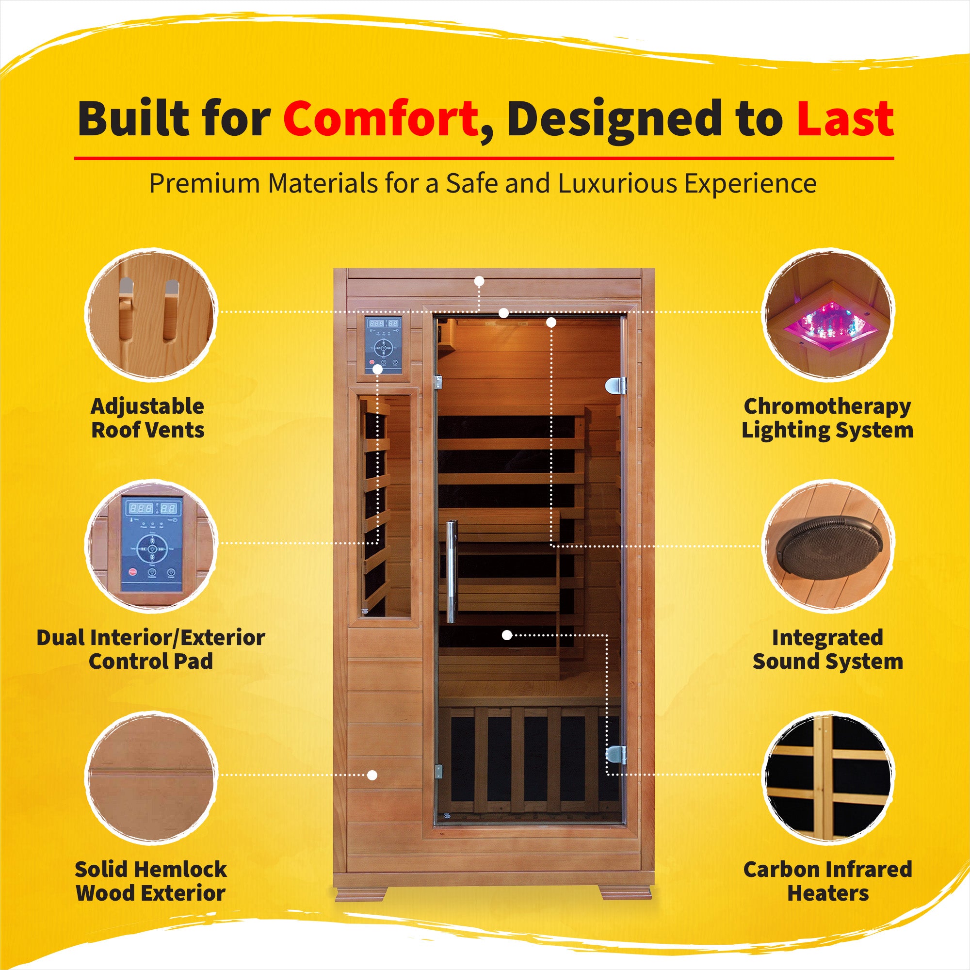 The Zenith — 1-2 Person Hemlock Infrared Sauna