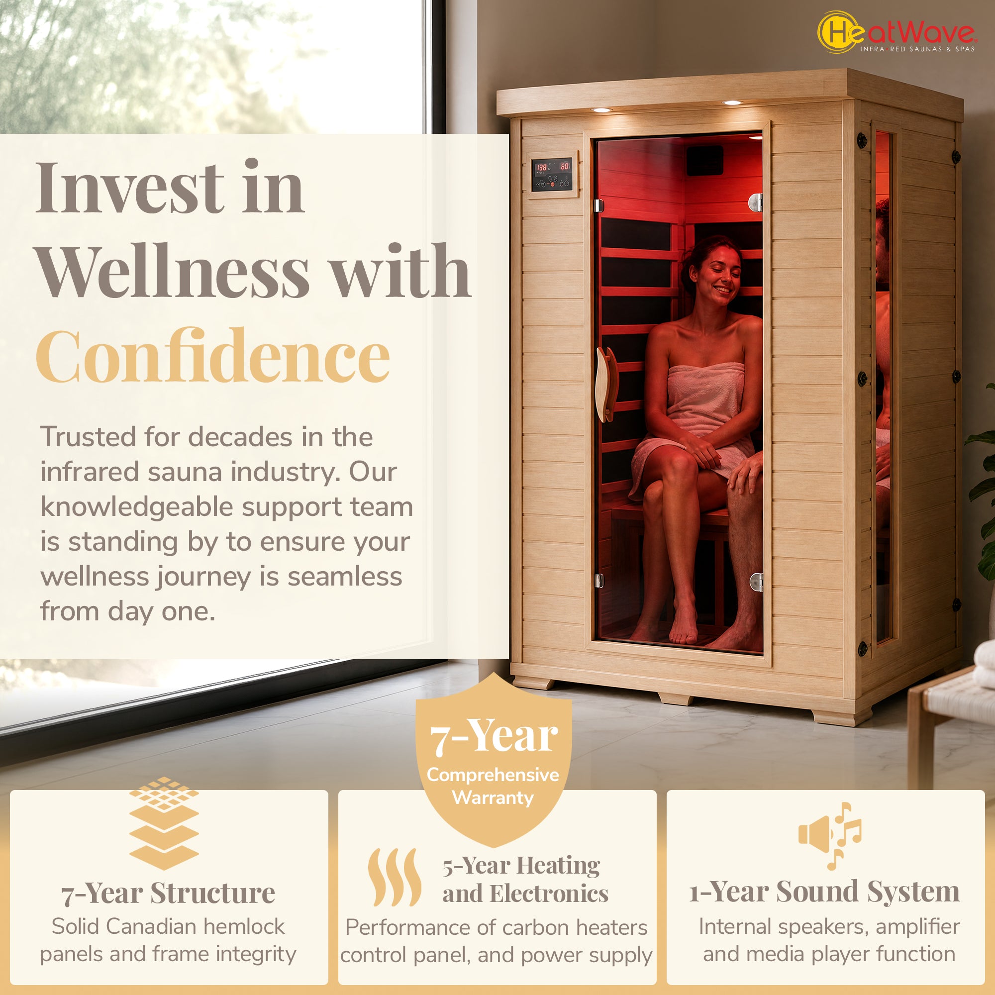 The Amber — 2-Person Hemlock Infrared Sauna (Carbon)