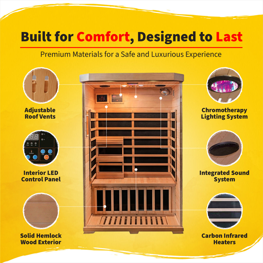 The Meridian — 2-Person Hemlock Infrared Sauna